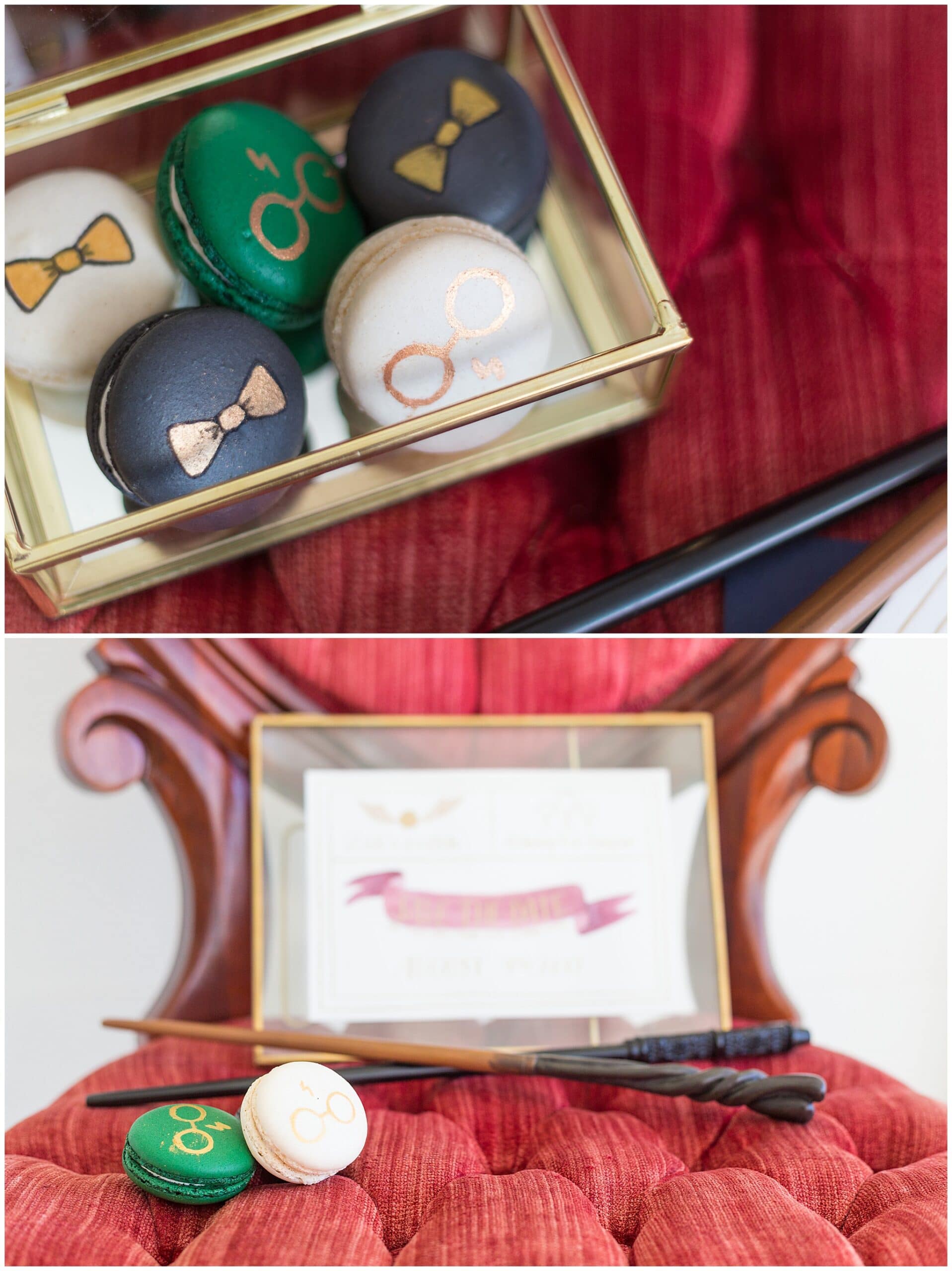 Harry Potter macrons made by Wink by Erica at the Grand Texana in Houston Texas photographed by Swish and Click Photography