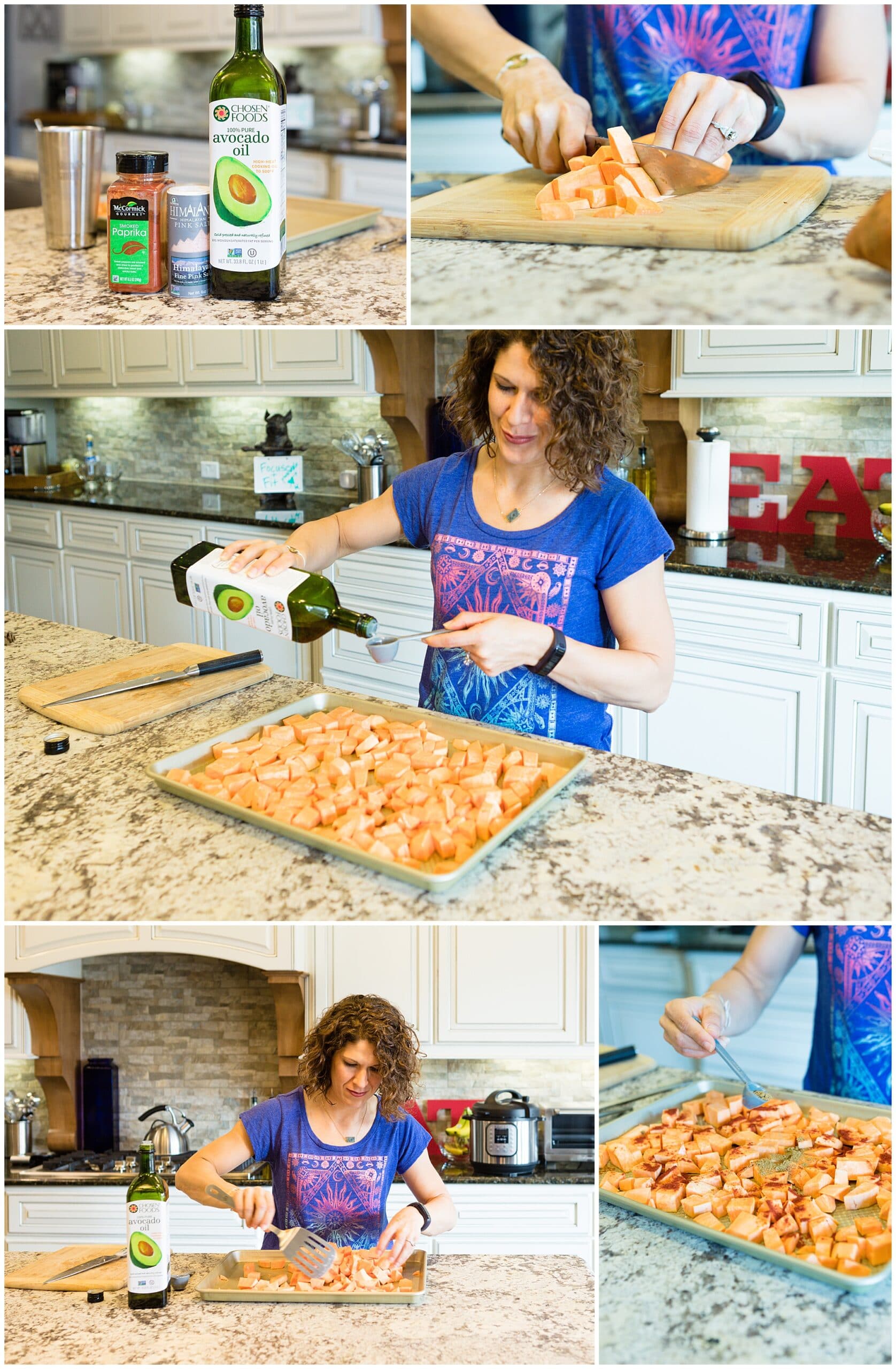 nutritionist from Focused and Fit Nutrition doing meal prep at her home captured by Swish and Click Photography