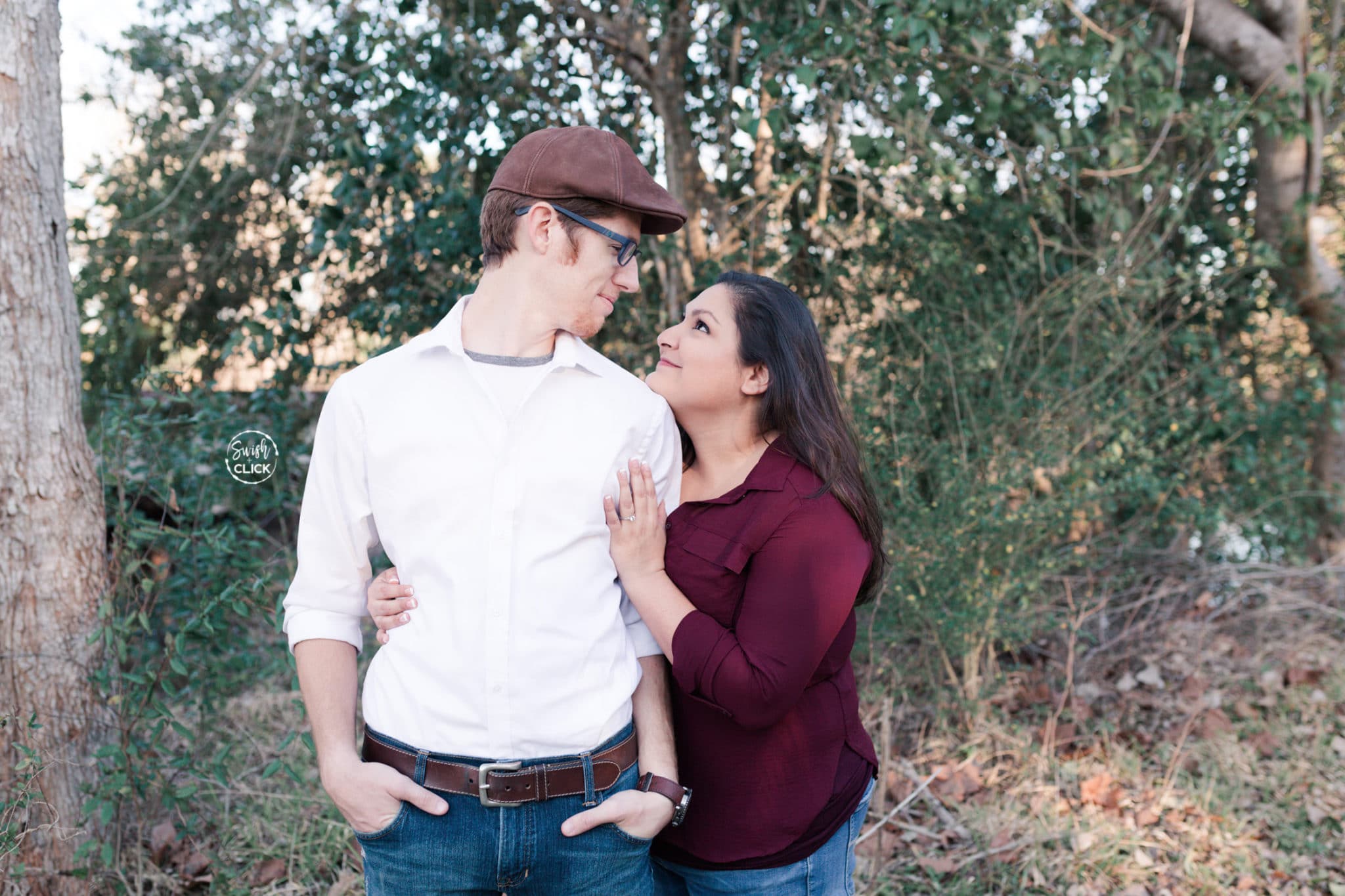 awesome engagement photos at a park in Houston Texas by Swish and Click
