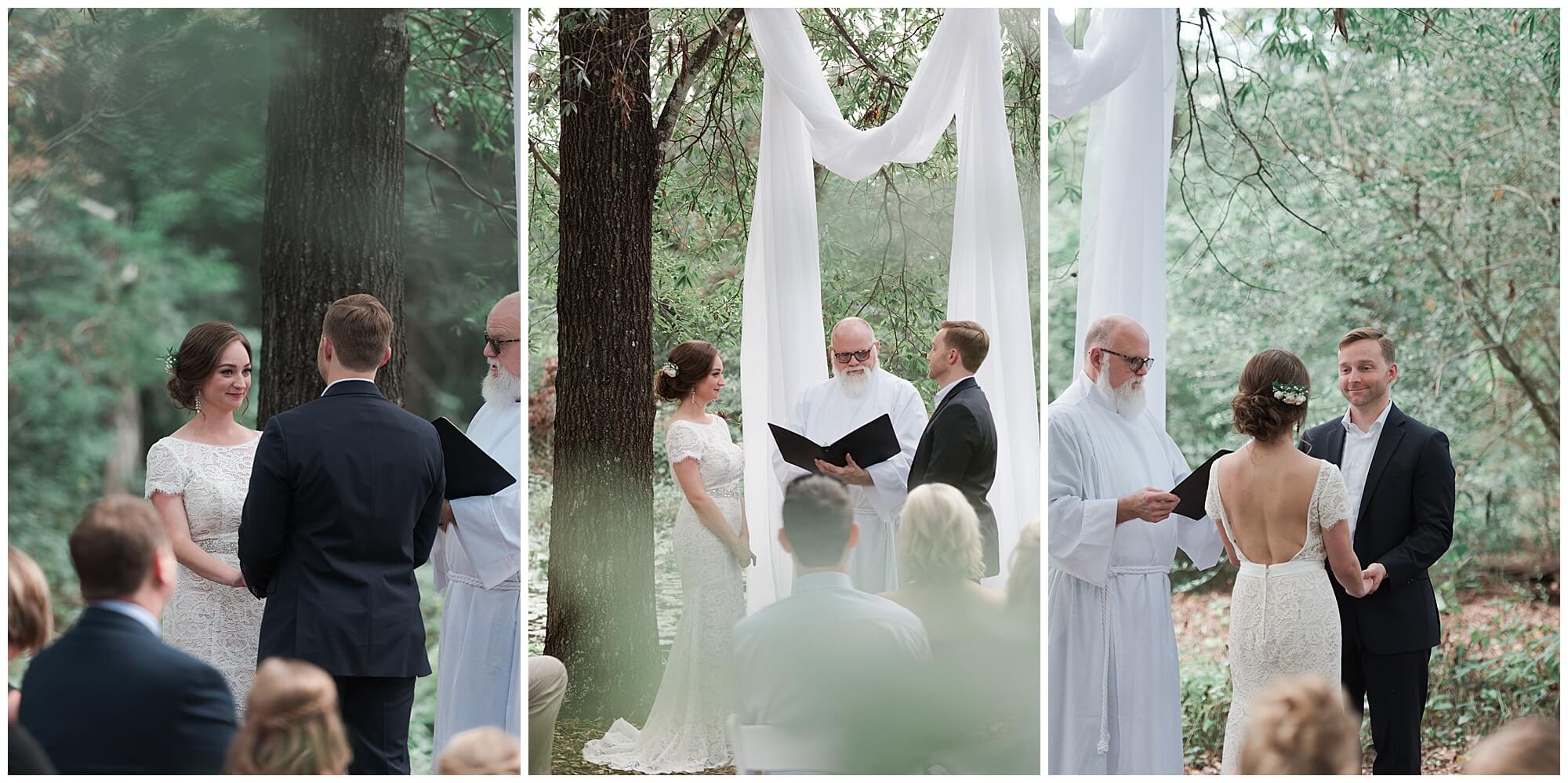 wedding ceremony at the Houston Arboretum in Houston Texas by wedding photographer Swish and Click