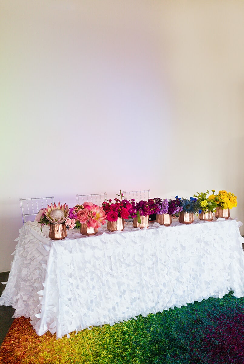 lisa frank rainbow wedding flowers in Houston Texas by Swish and Click Photography