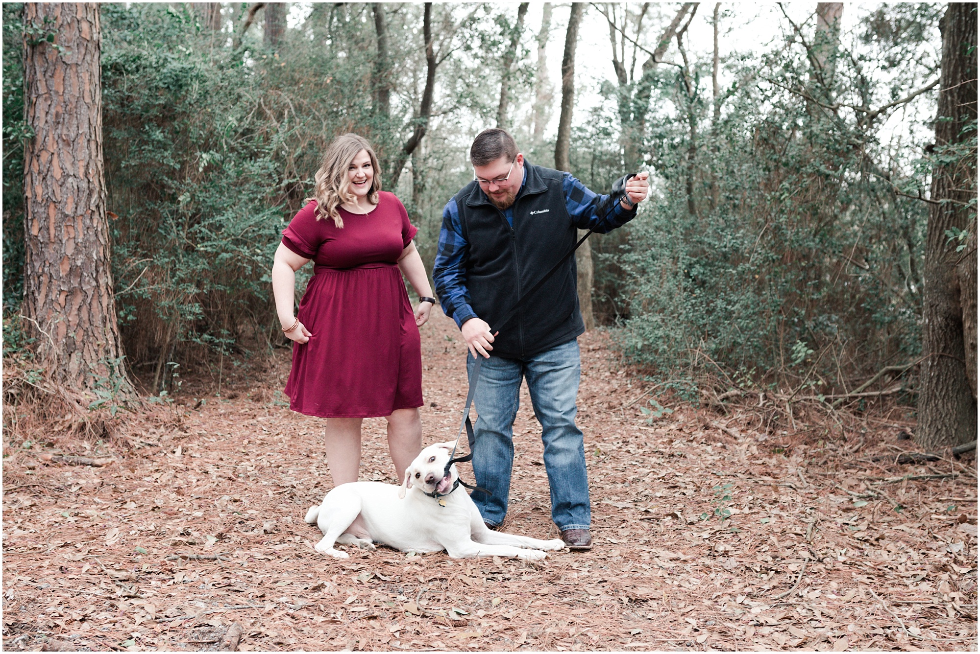 puppy filled engagement session at Christia V Adair Park in Houston, Texas photographed by Swish and Click Photography