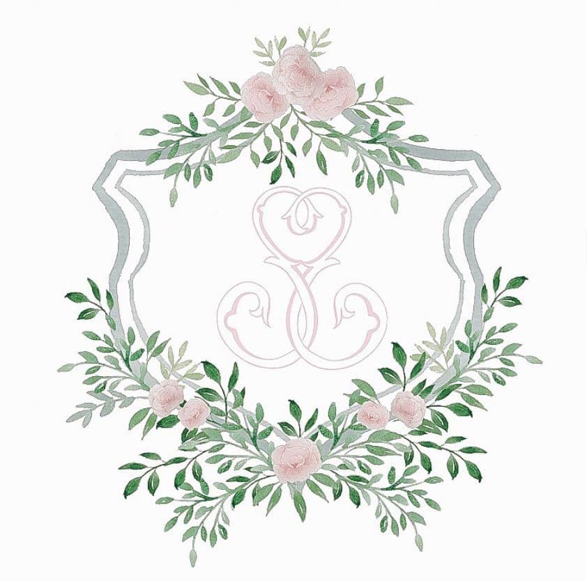 wedding crest designed by wedding calligrapher Kristen Leigh Lettering and Design in Houston TX