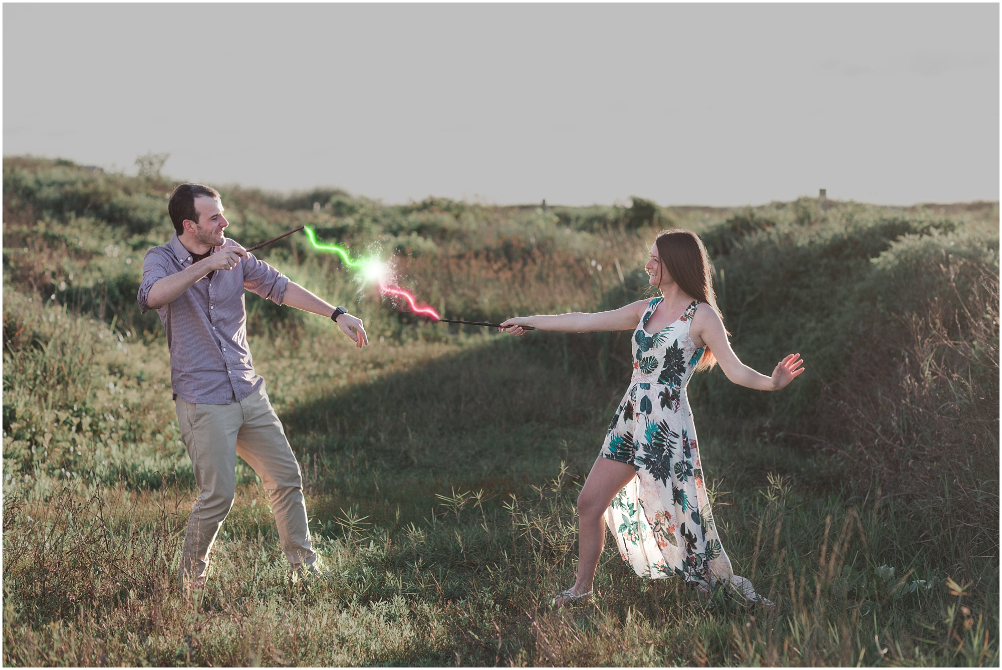 magical Harry Potter engagement session in Galveston Texas photographed by Swish and Click Photography