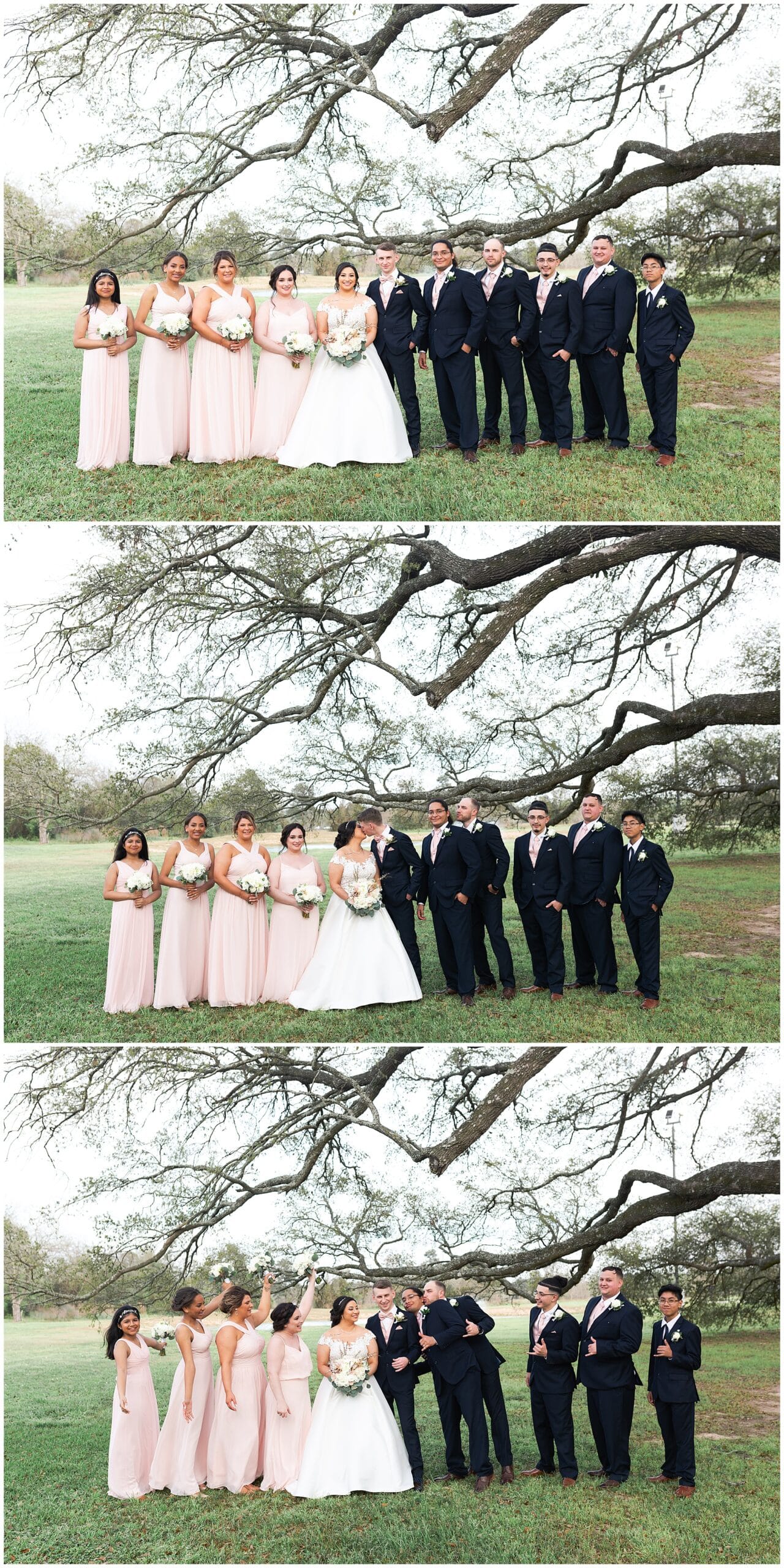wedding party portraits at Bridal Oaks in Cypress Texas by Houston wedding photographer Swish and Click Photography