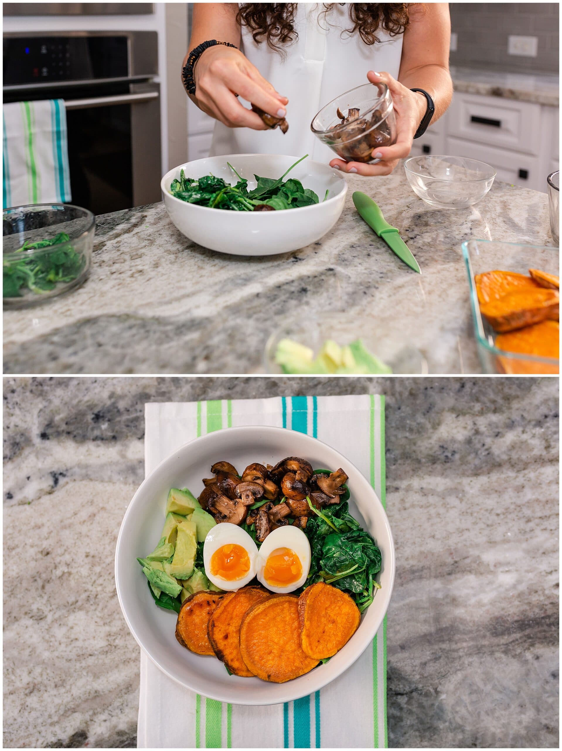 nutritionist from Focused and Fit Nutrition making a protein bowl captured by Swish and Click Photography