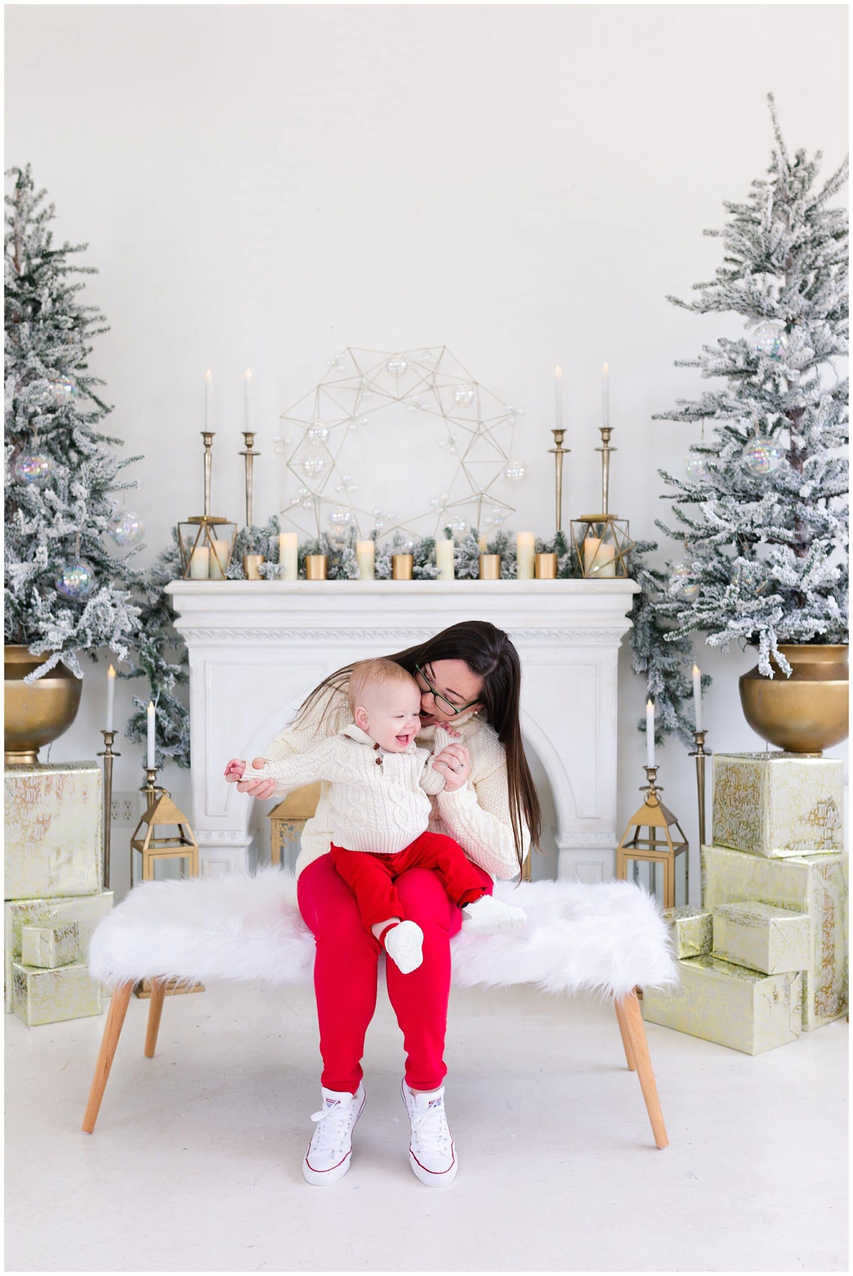 mother and baby at a Christmas portraits session at Studio HTX in Houston Texas by Swish and Click Photography