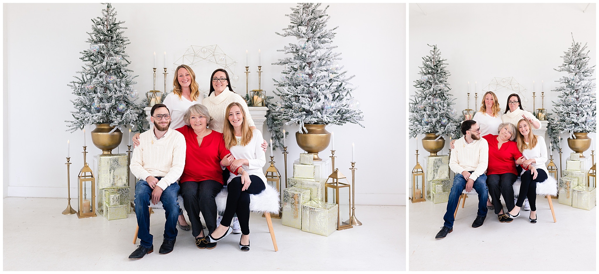 extended family at a Christmas portraits session at Studio HTX in Houston Texas by Swish and Click Photography