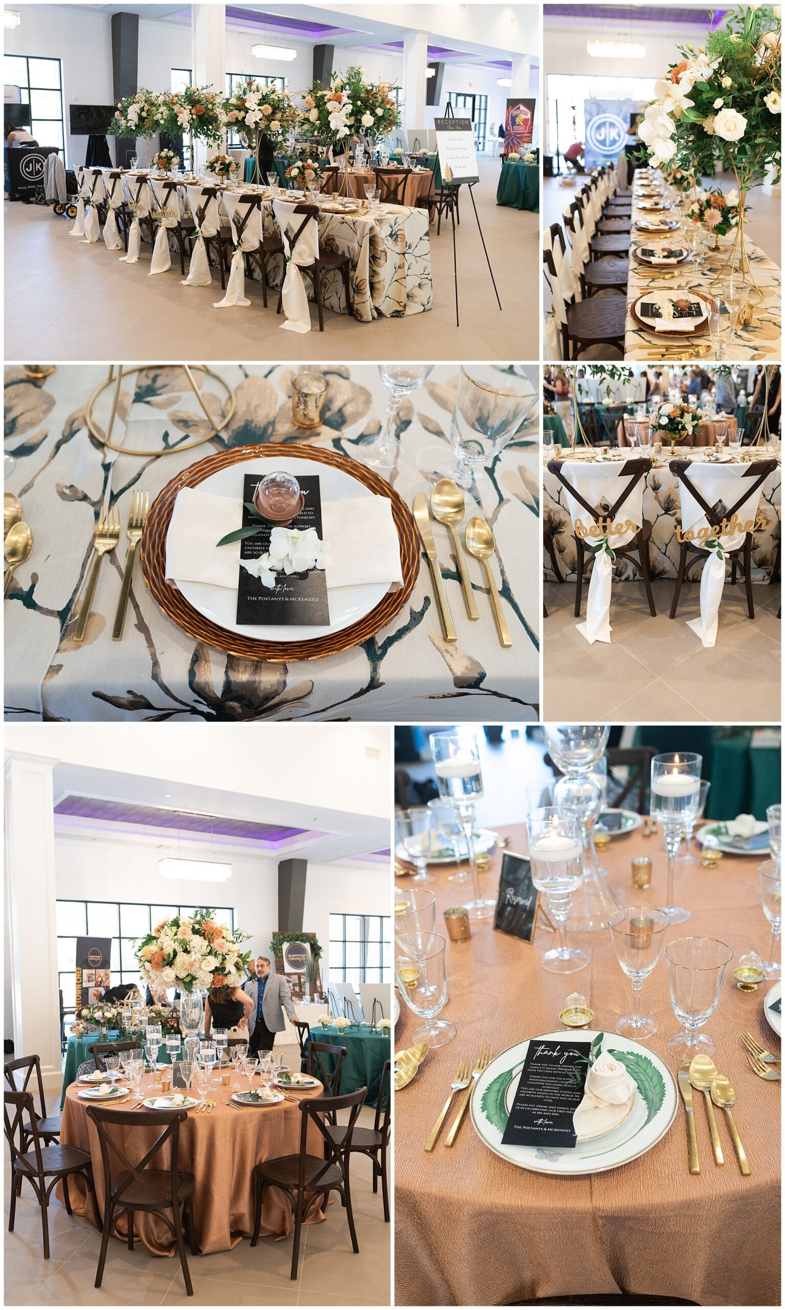 Houston wedding venue at their open house table setting for a wedding reception captured by Swish and Click Photography