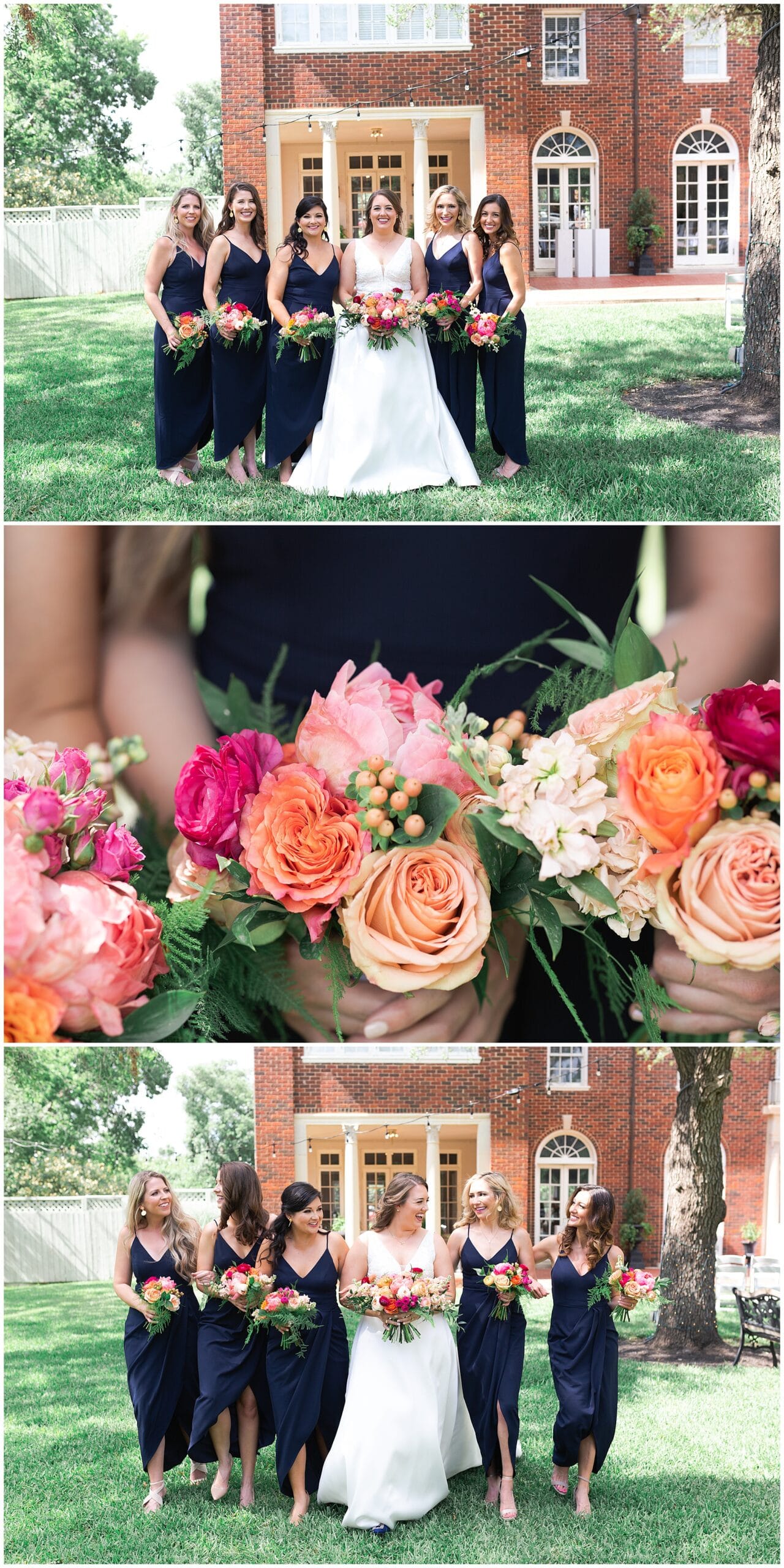 bridal party portraits at Astin Mansion in Bryan Texas by Swish and Click Photography