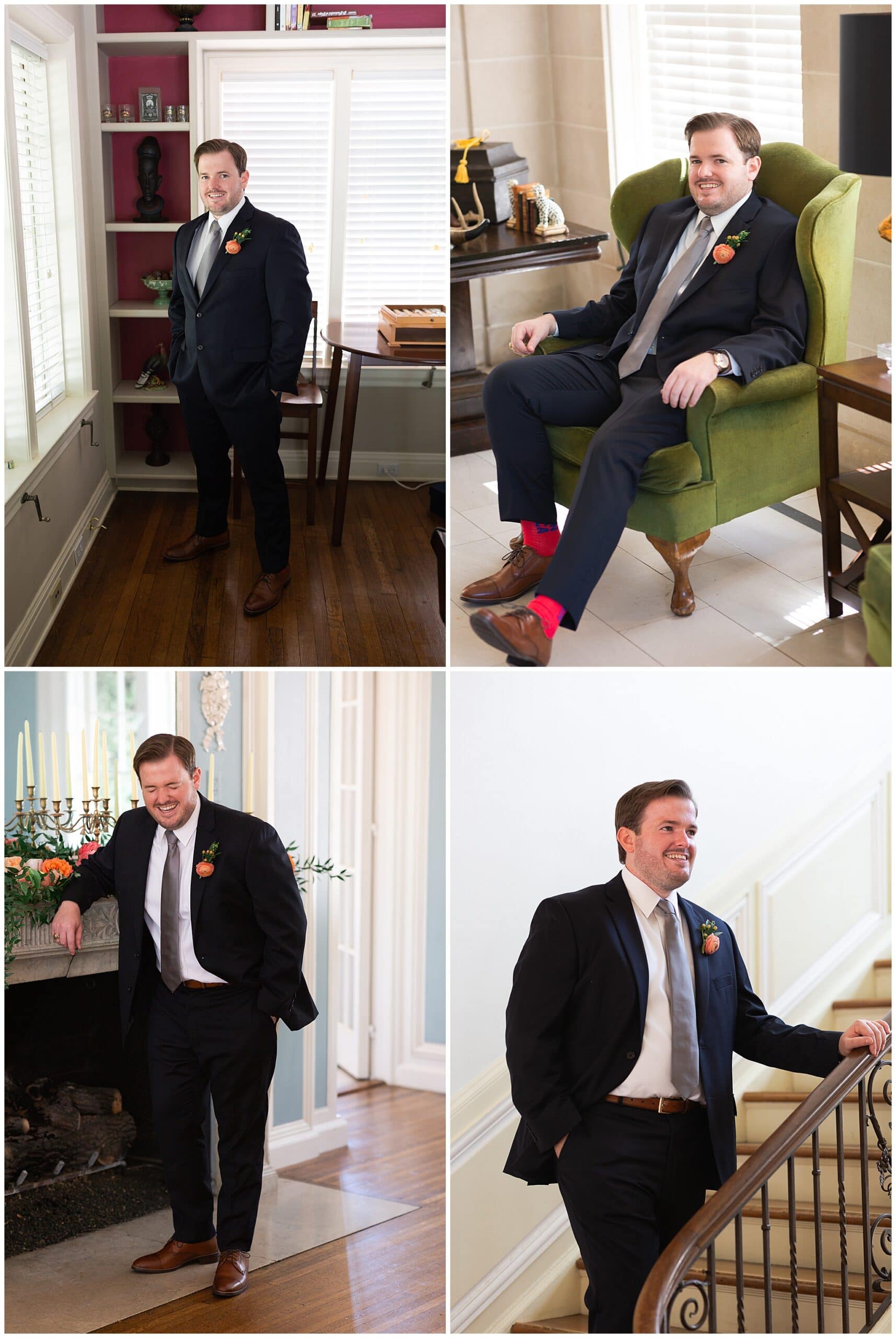 groom portraits at Astin Mansion in Bryan Texas by Swish and Click Photography