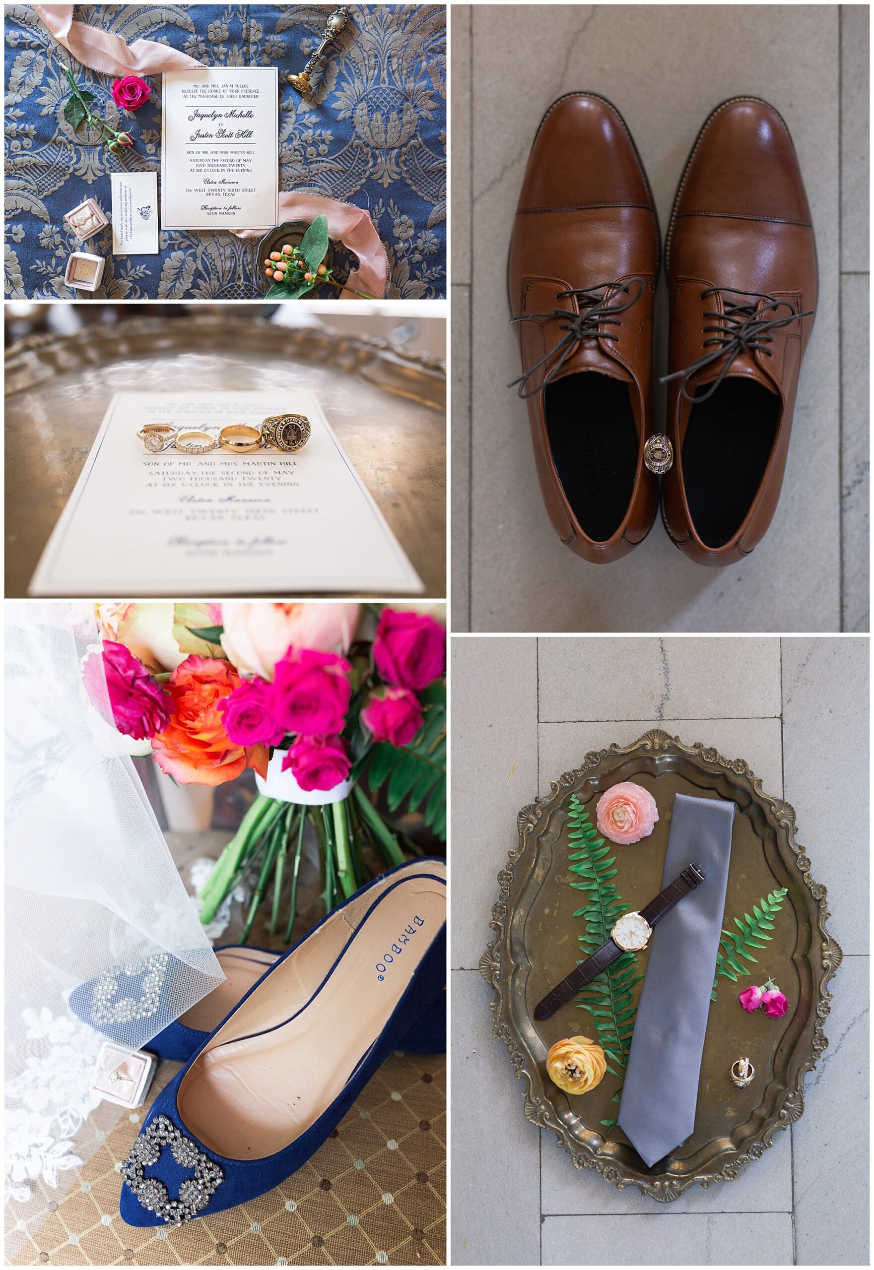 wedding invitation, shoes, tie and rings by Swish and Click Photography