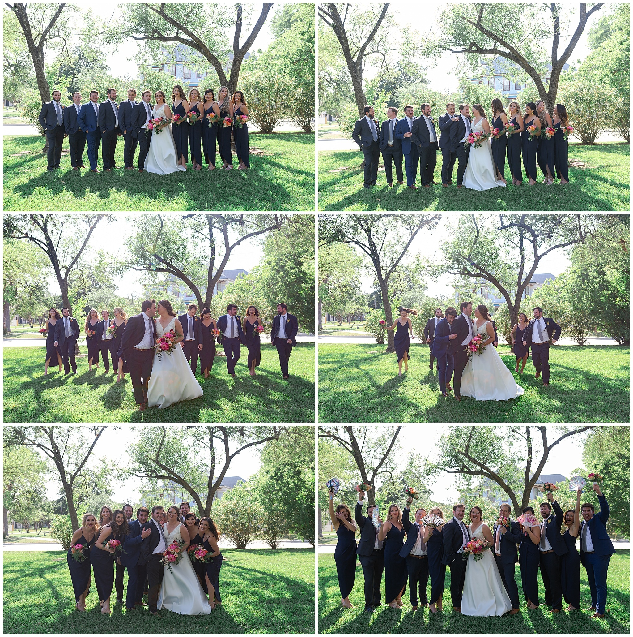 wedding party portraits at Astin Mansion in Bryan Texas by Swish and Click Photography