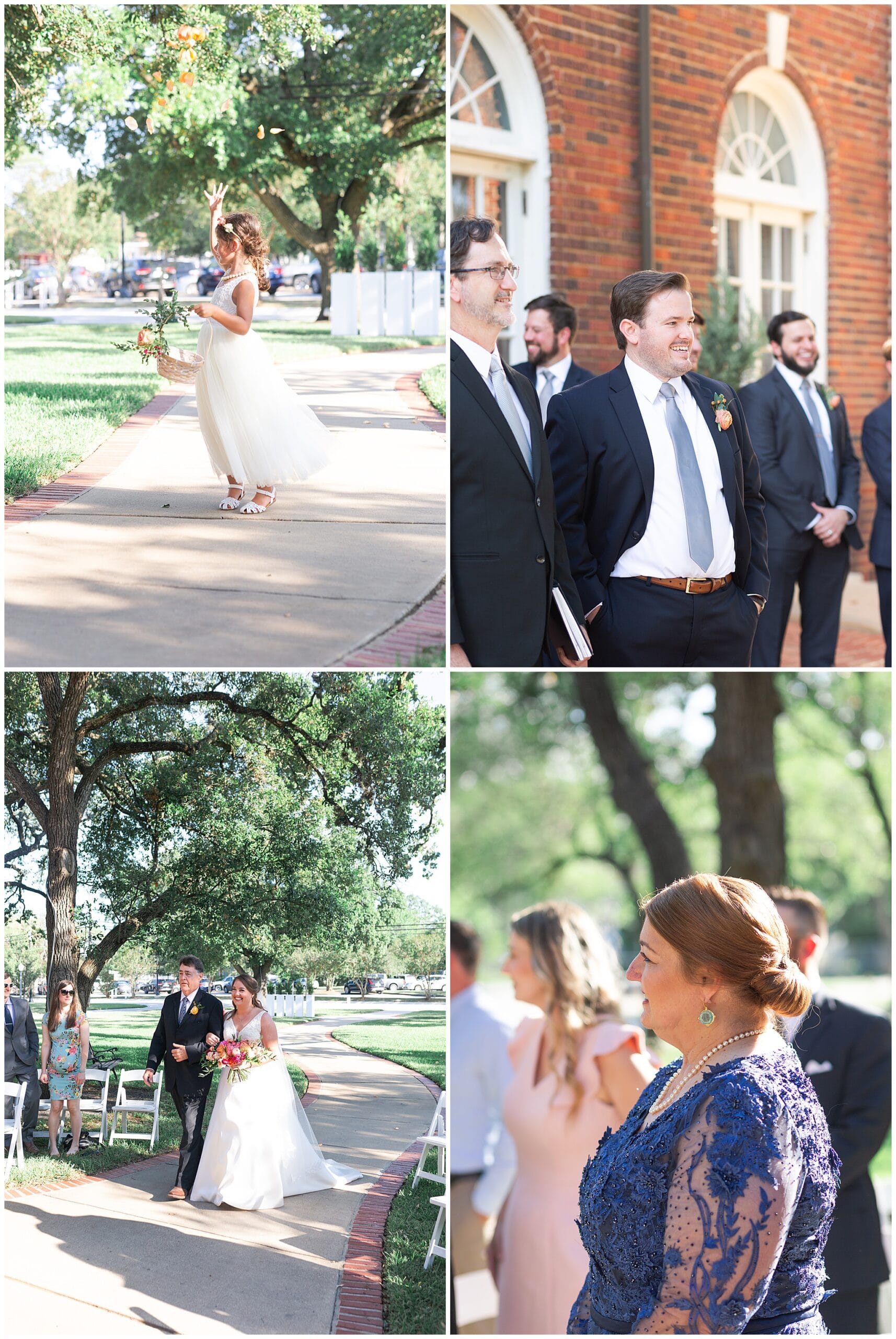 wedding ceremony walk down aisle at Astin Mansion in Bryan Texas by Swish and Click Photography