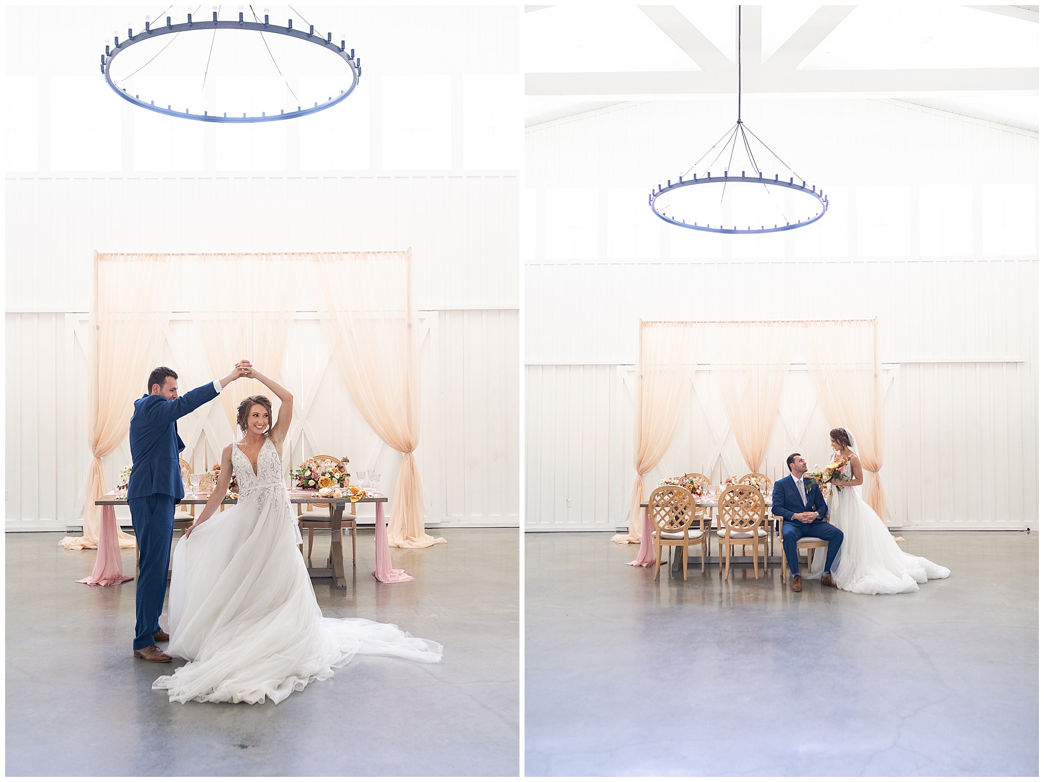 bride and groom dancing at The Farmhouse in Montgomery TX captured by Swish and Click Photography