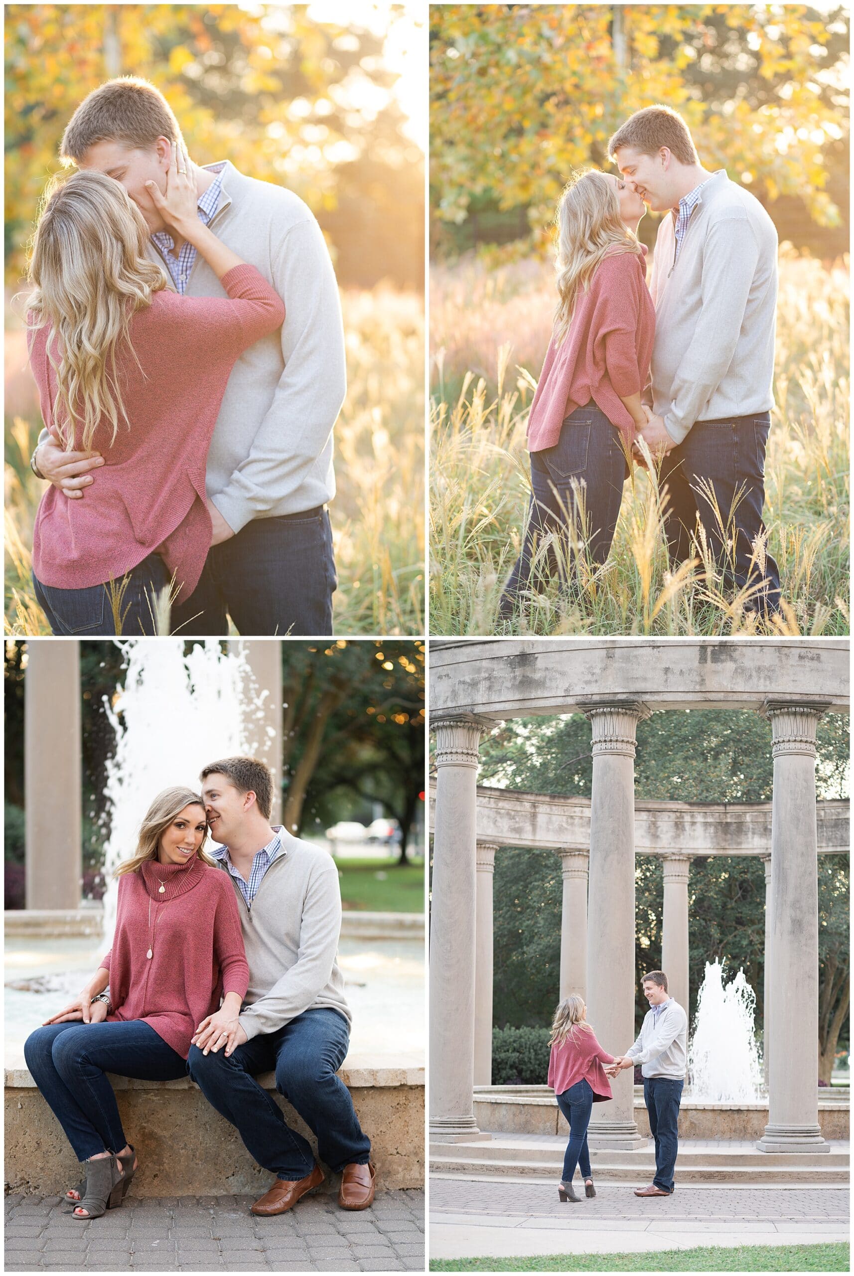 a couple poses during their engagement photos at McGovern Centennial Gardens captured by Swish and Click Photography a Houston wedding photographer