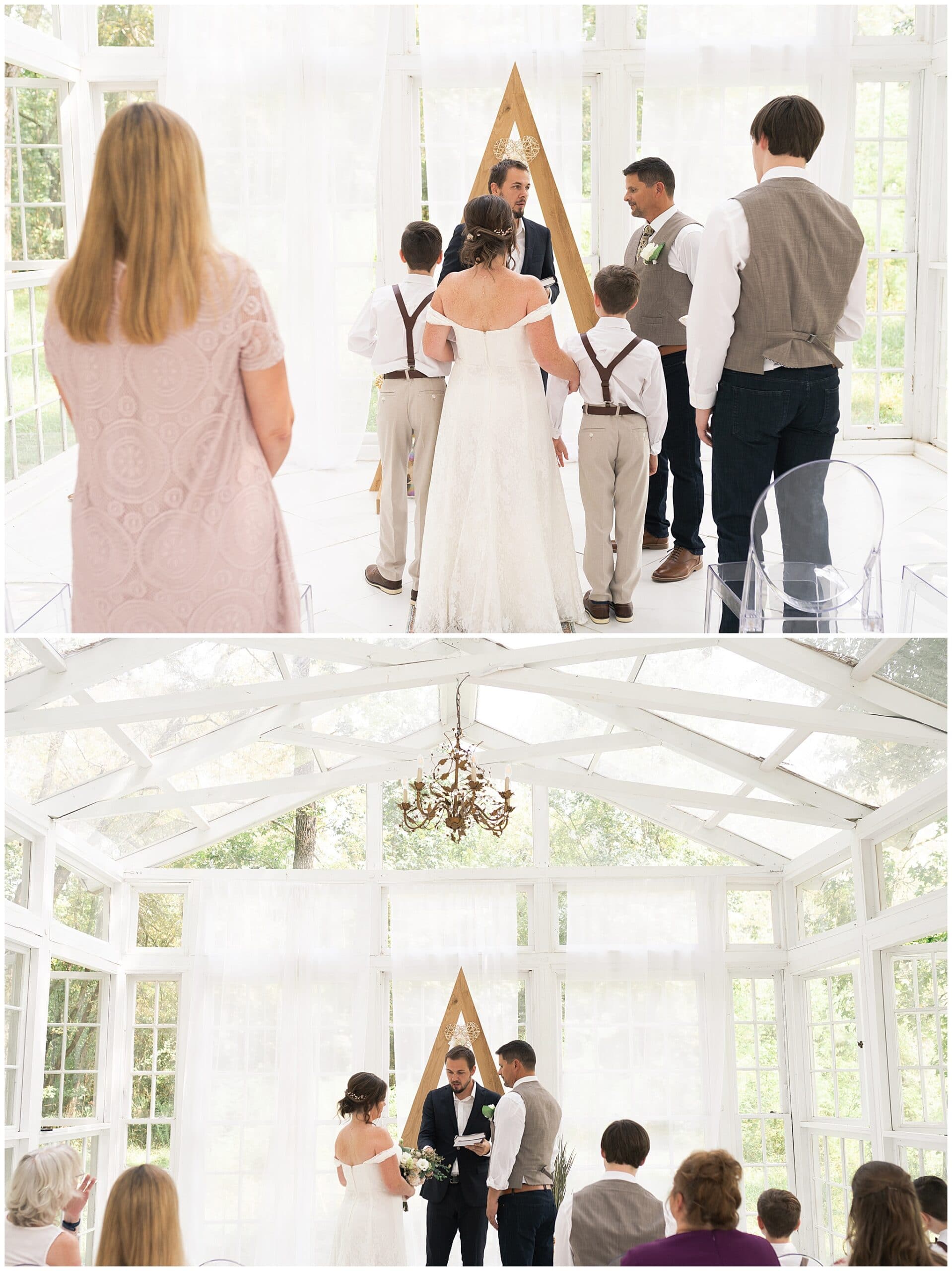 bride and groom say vows at elopement at Oak Atelier in Houston Texas by Swish and Click Photography