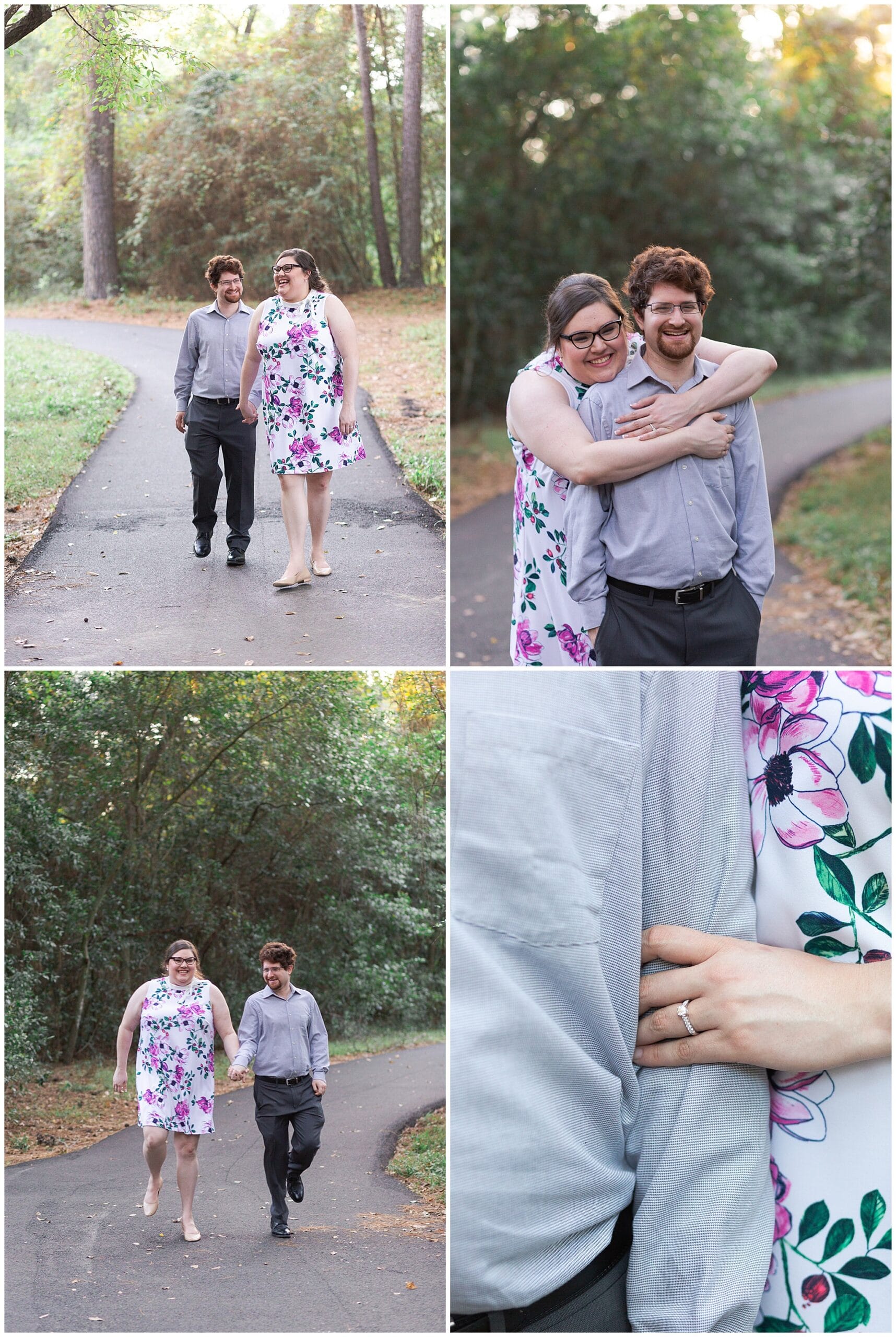 engagement session captured by Swish and Click Photography of a couple hugging at Mercer Botanic Gardens