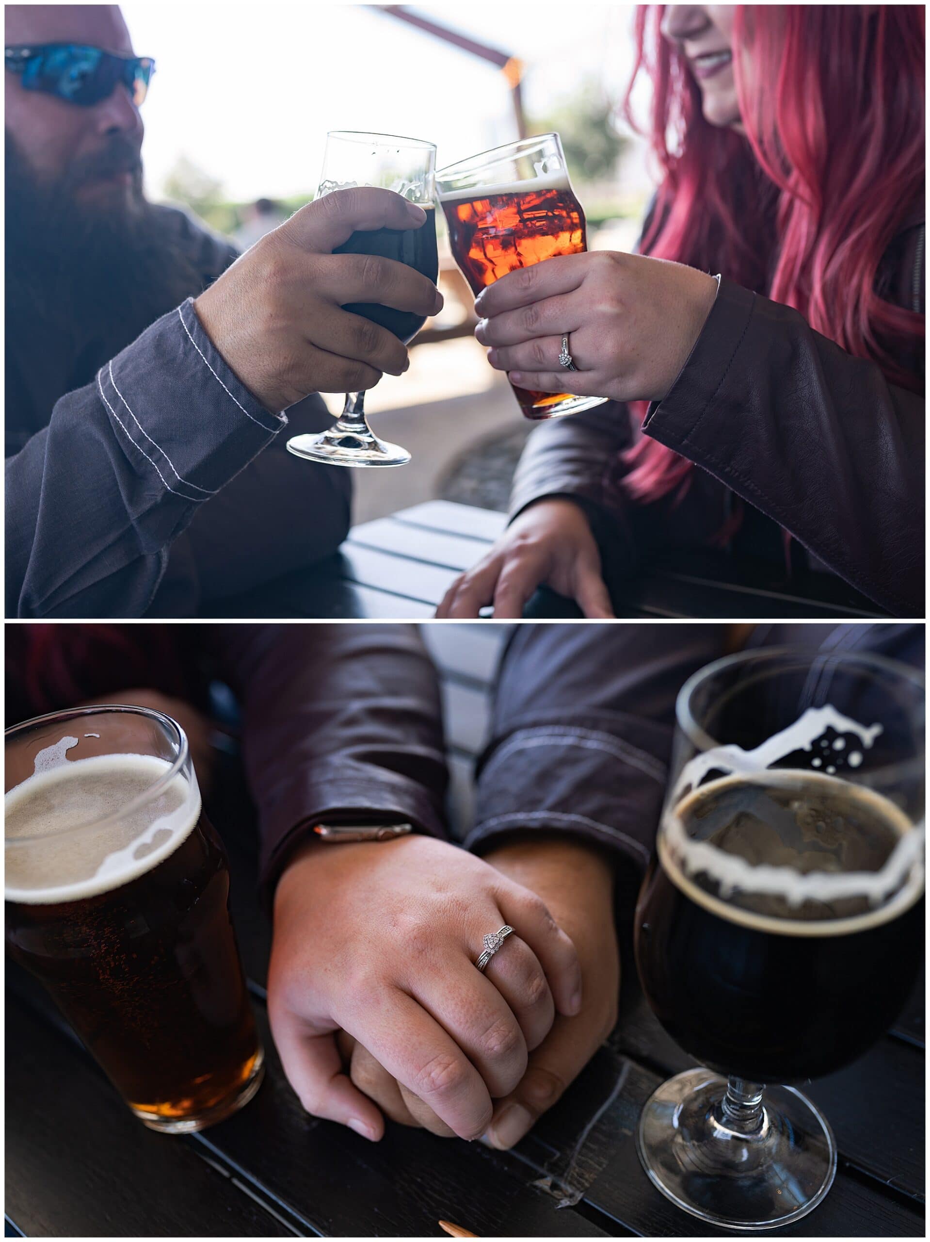 engaged Houston couple enjoy a beer at St Arnold's brewery by Swish and Click Photography