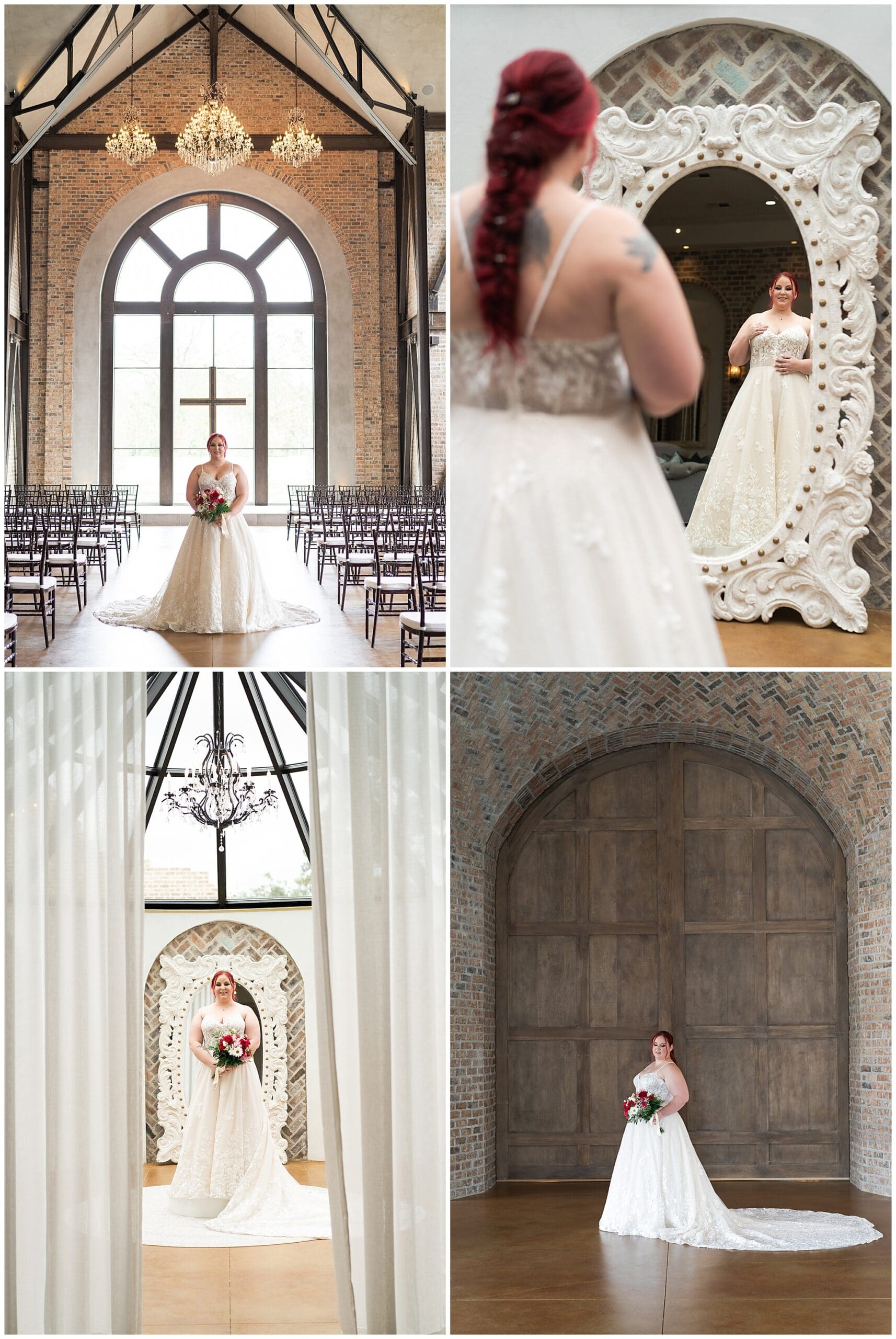 bride poses during her Houston bridal session at Iron Manor captured by Swish and Click Photography
