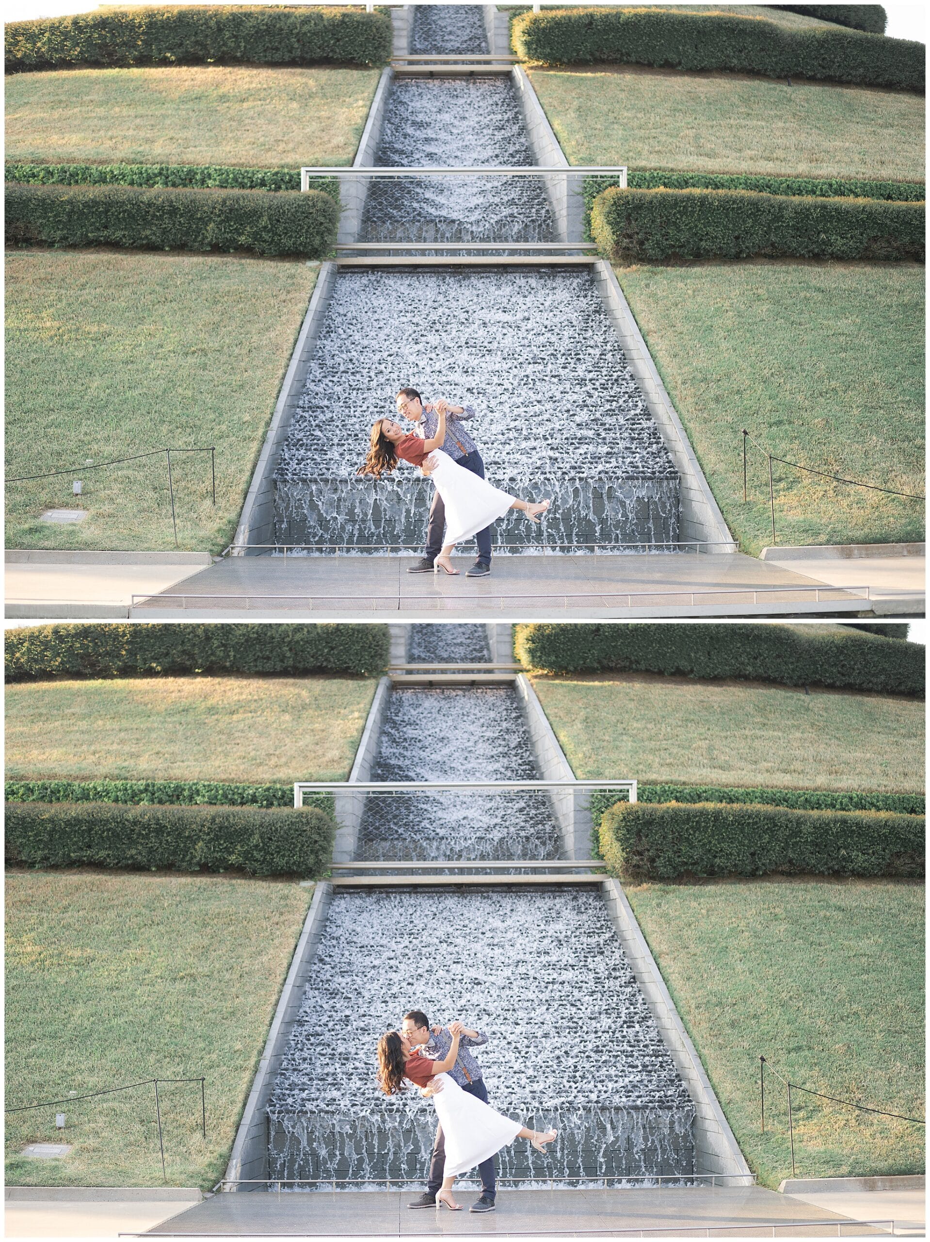 gorgeous engagement session with a kissing couple captured by Swish and Click Photography