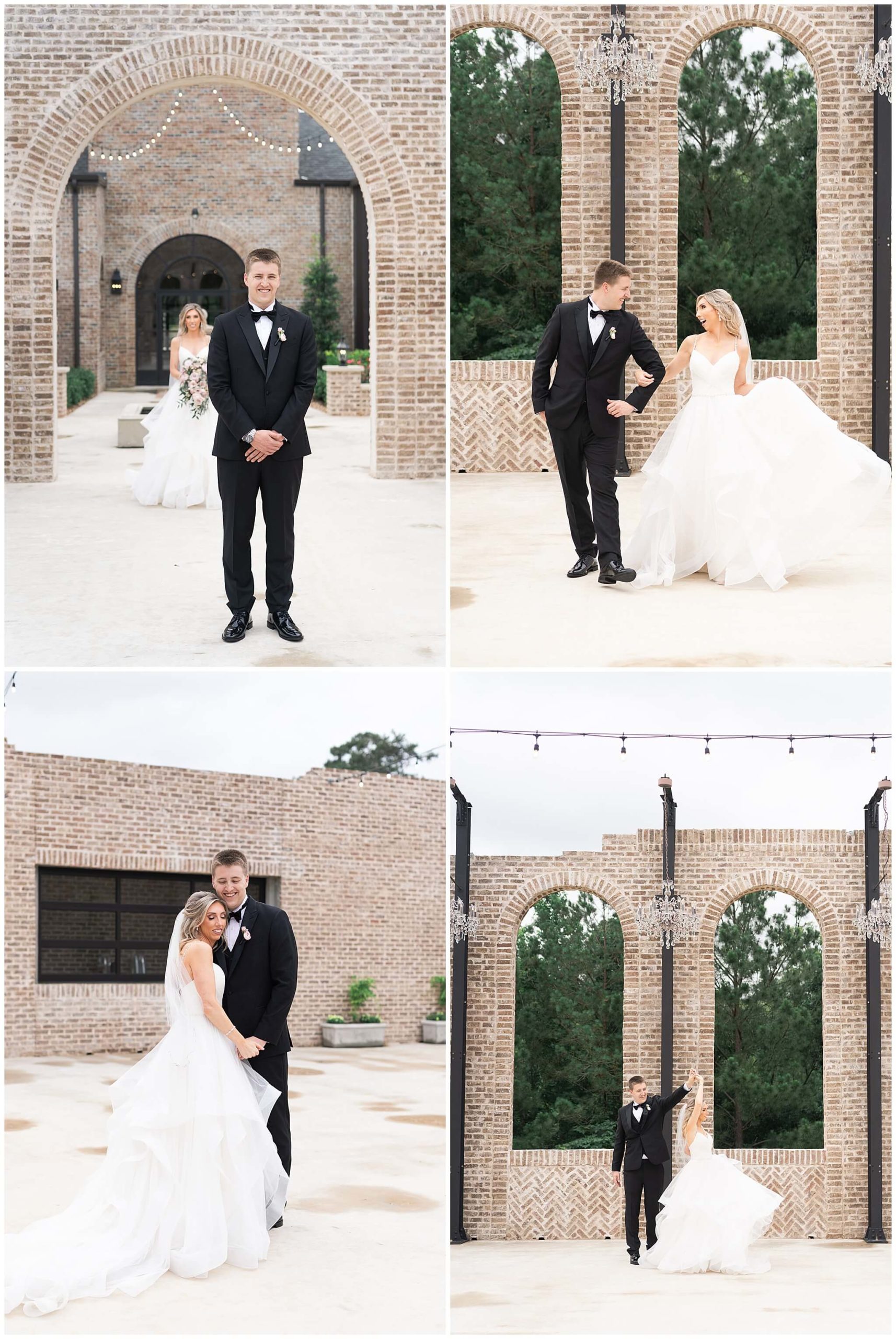 bride and groom share a first look on their wedding day at Iron Manor in Houston Texas by Swish and Click Photography