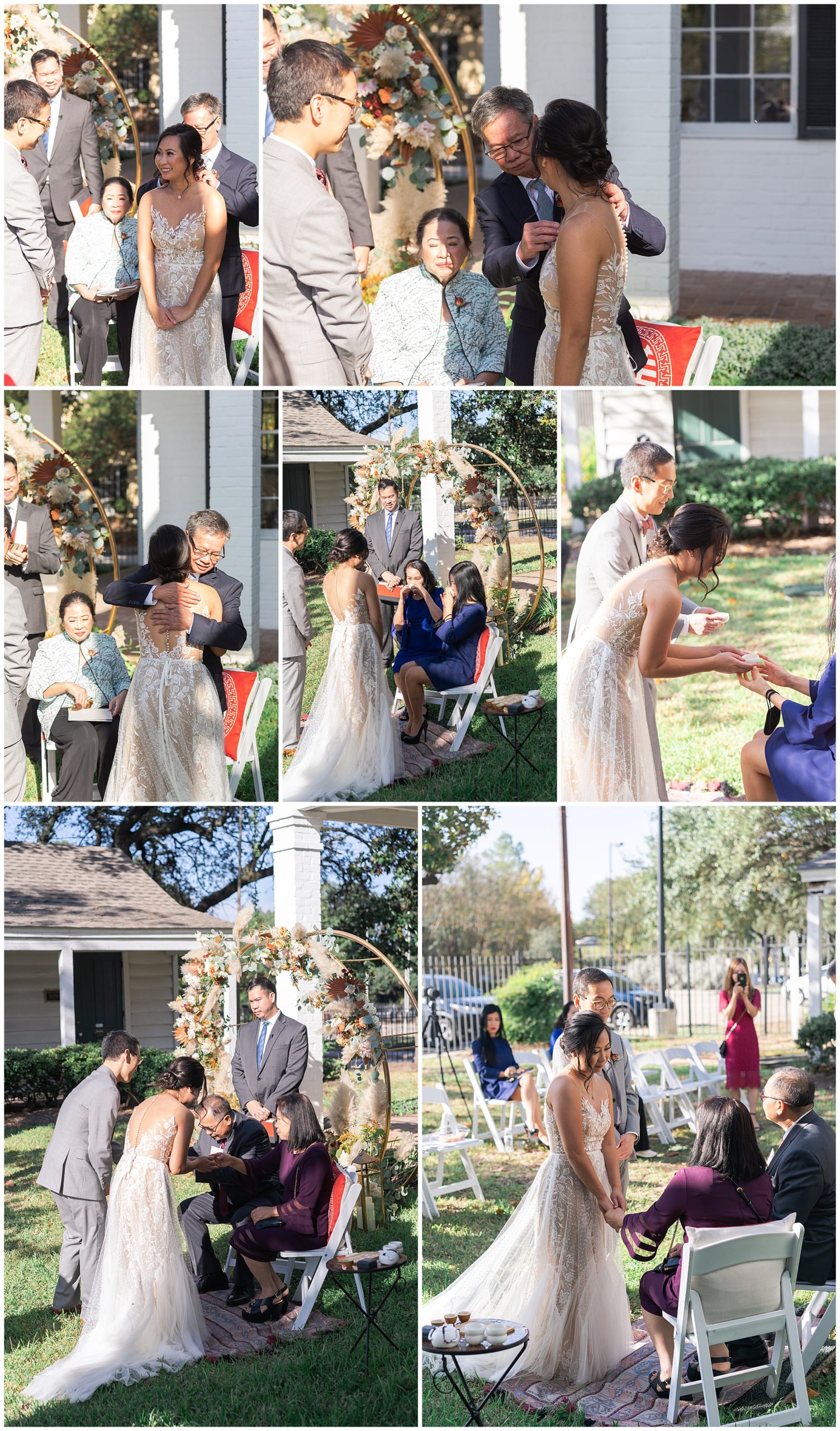 tea ceremony with bride and groom's families at Houston wedding at the Heritage Society by Swish and Click Photography