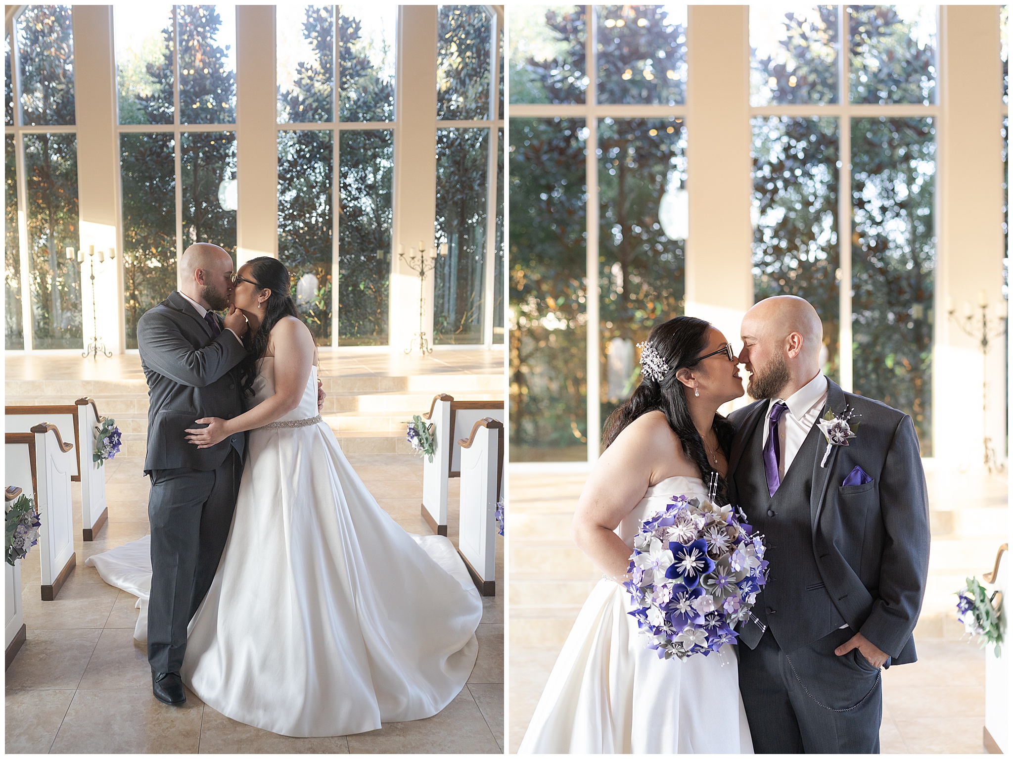 bride and groom kiss at Ashton Gardens in Houston Texas by Swish and Click Photography