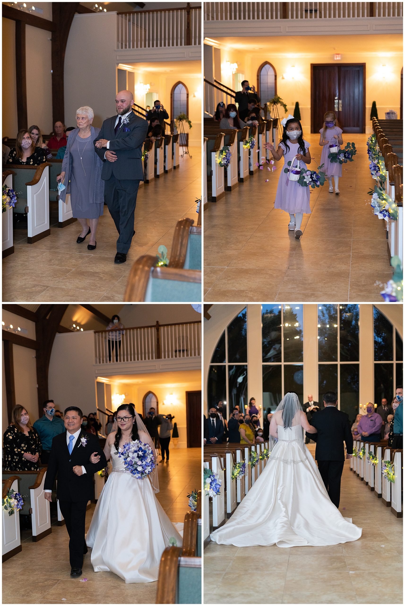 bride and groom walk down the ceremony aisle at Ashton Gardens in Houston Texas by Swish and Click Photography