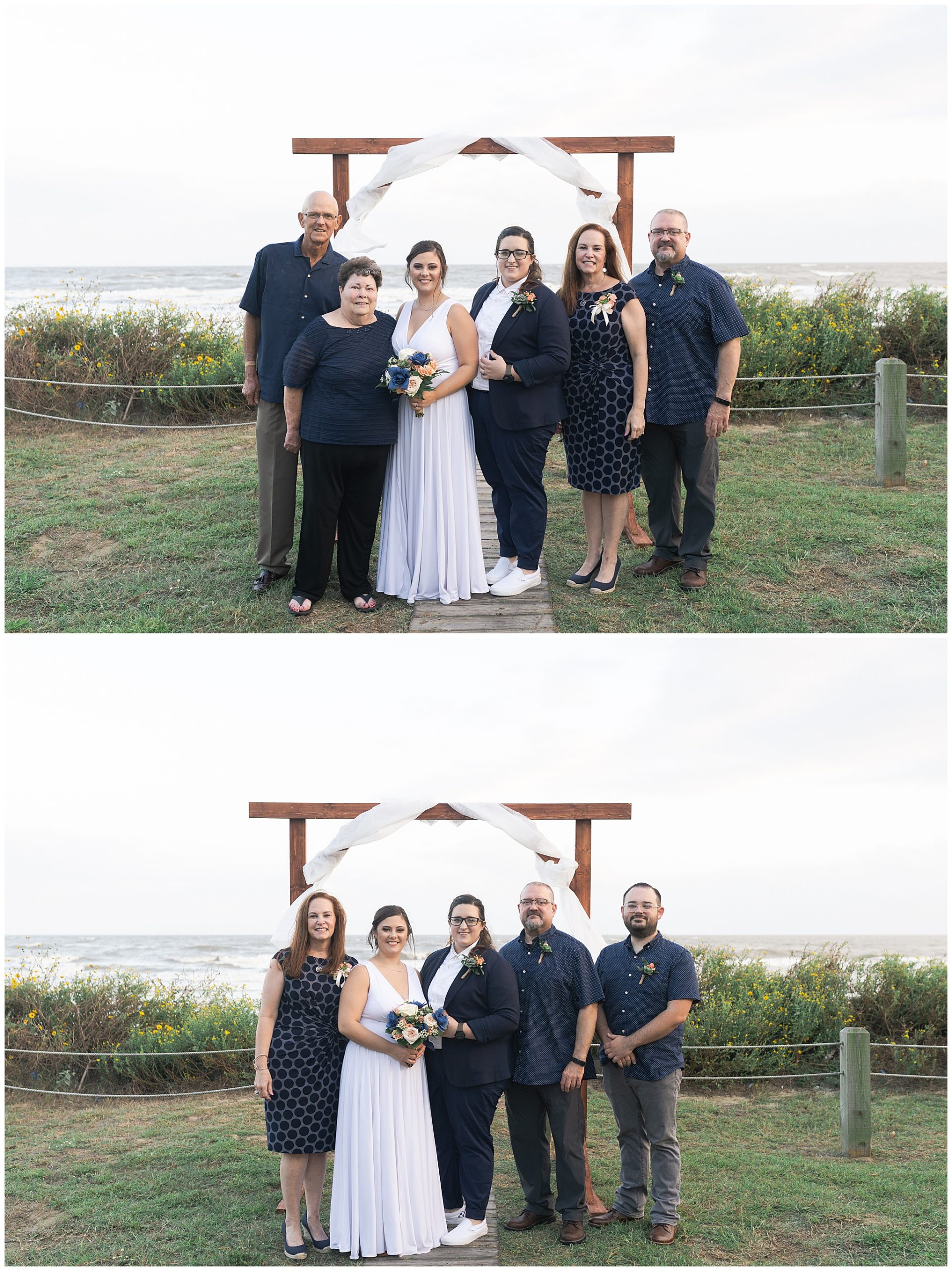 formal family portraits on the beach in Galveston by Swish and Click Photography