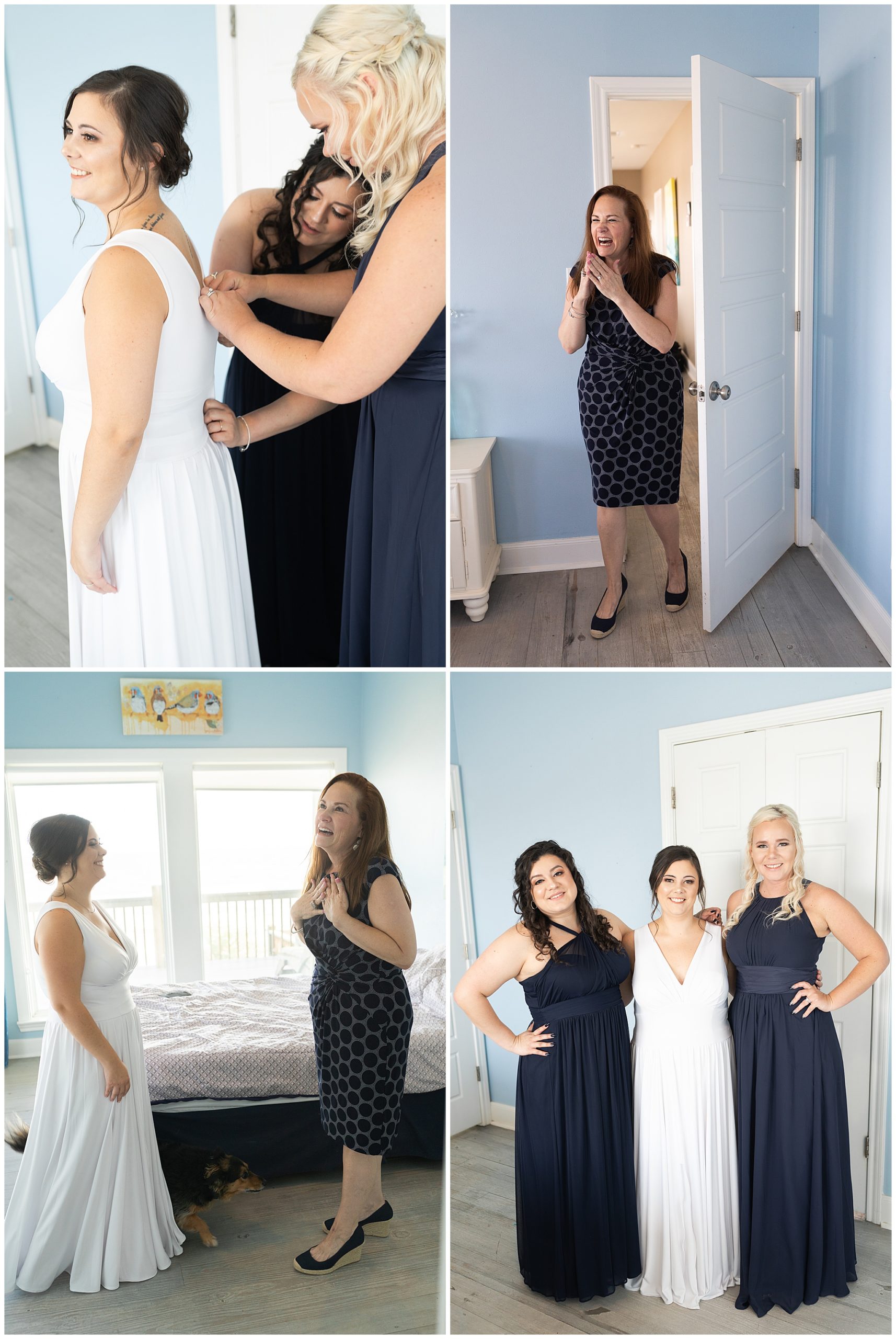 lesbian bride gets ready on her wedding day at a beach house in Galveston Texas by Swish and Click Photography