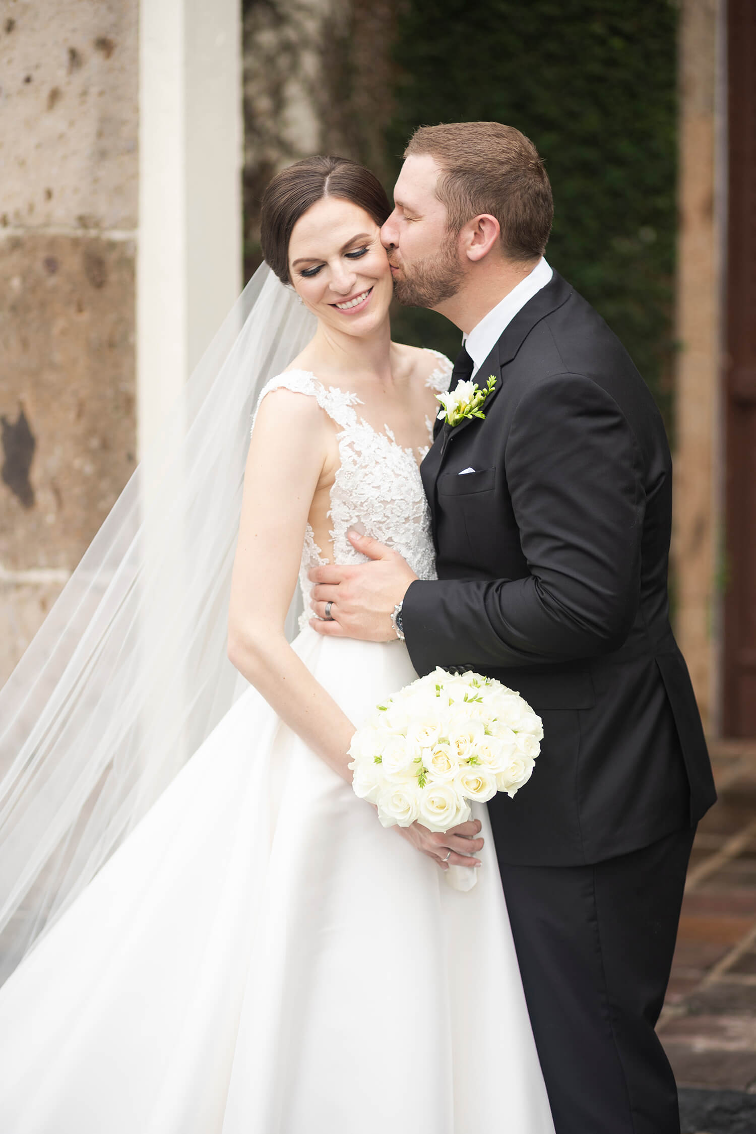 bride and groom have a first look at the Bell Tower on 34th in Houston Texas by Swish and Click Photography timeline tips on your wedding day