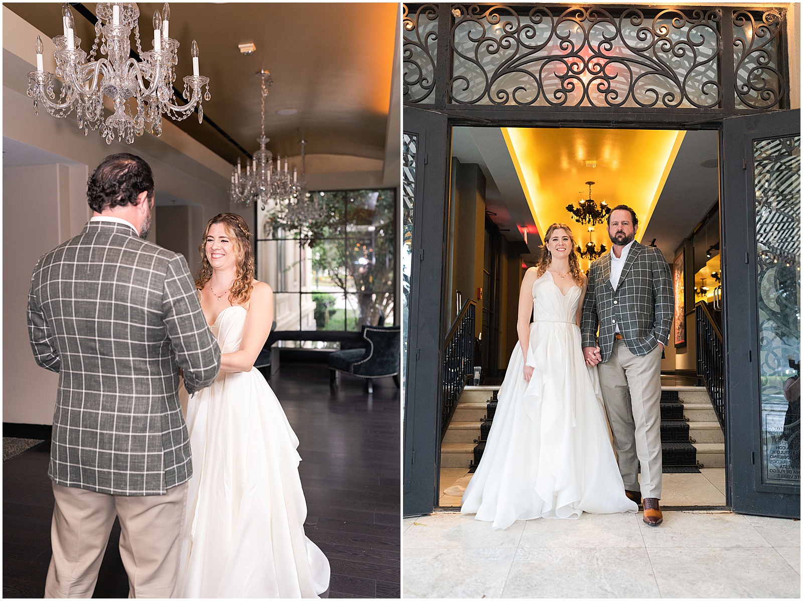 Bride and Groom First Look at Hotel ZaZa in Museum District | Swish and Click Photography