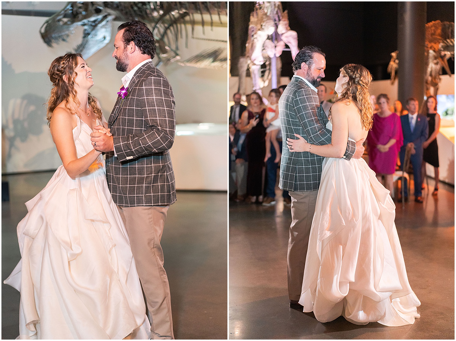 First Dance with Dinosaurs at Houston Museum of Natural Science Wedding Reception | Swish and Click Photography