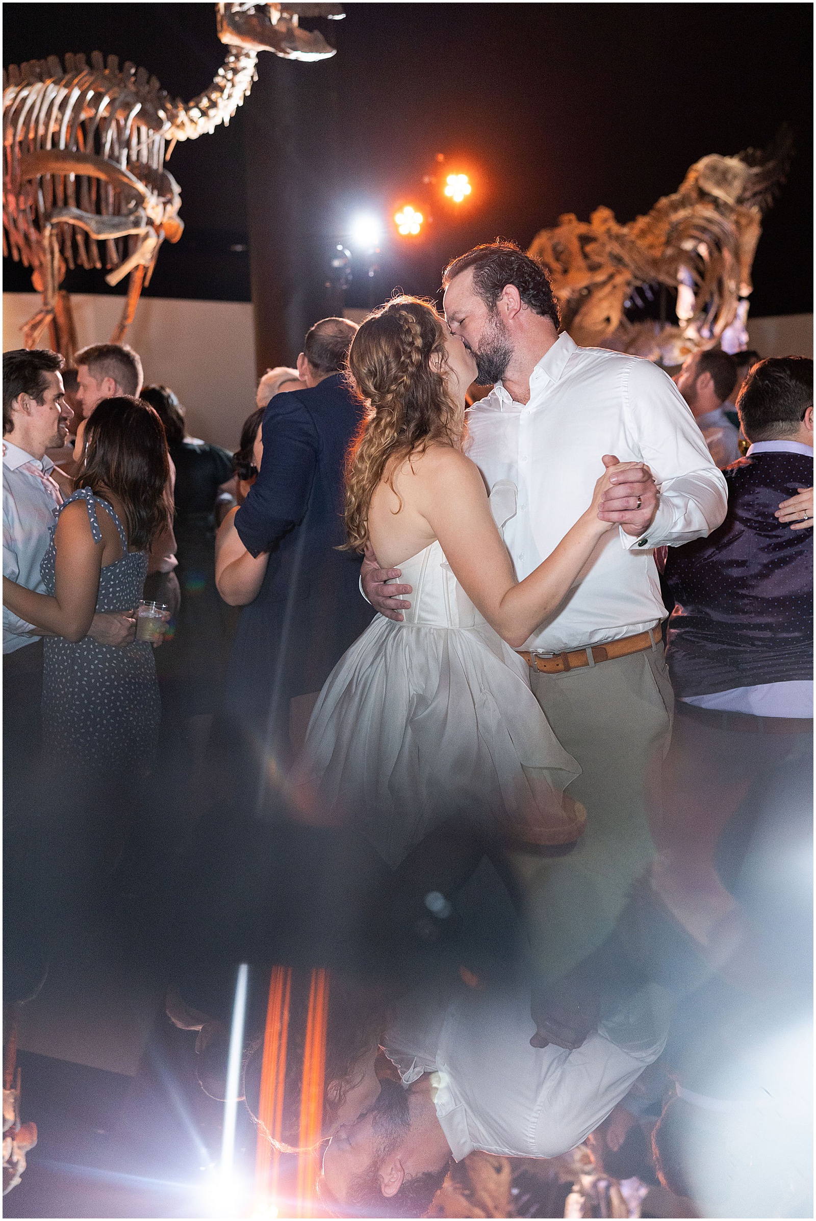 Dancing with Dinosaurs at Houston Museum of Natural Science Wedding Reception | Swish and Click Photography | Prism Photography