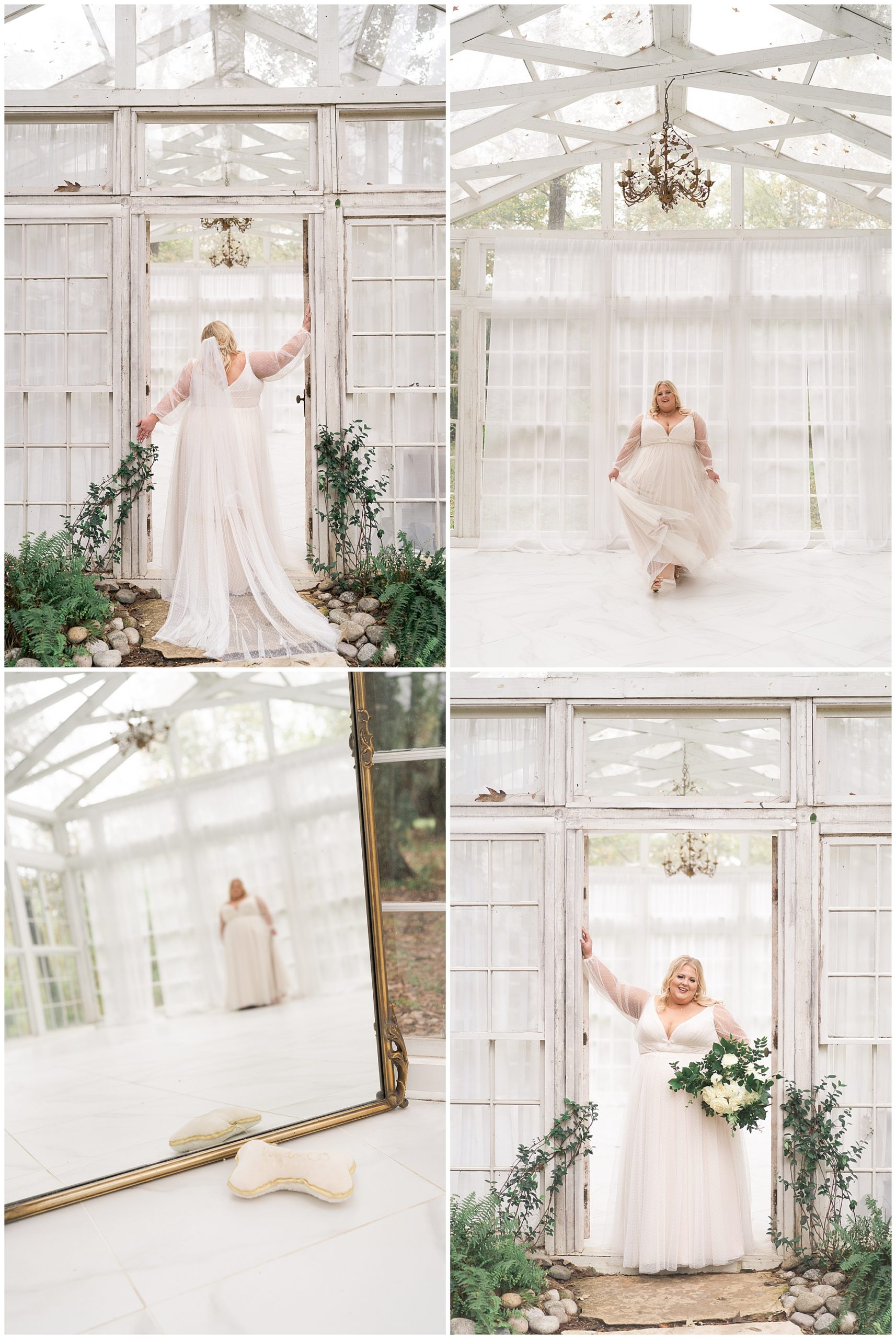 bride poses in her bridal portraits at the Oak Atelier captured by Swish and Click Photography