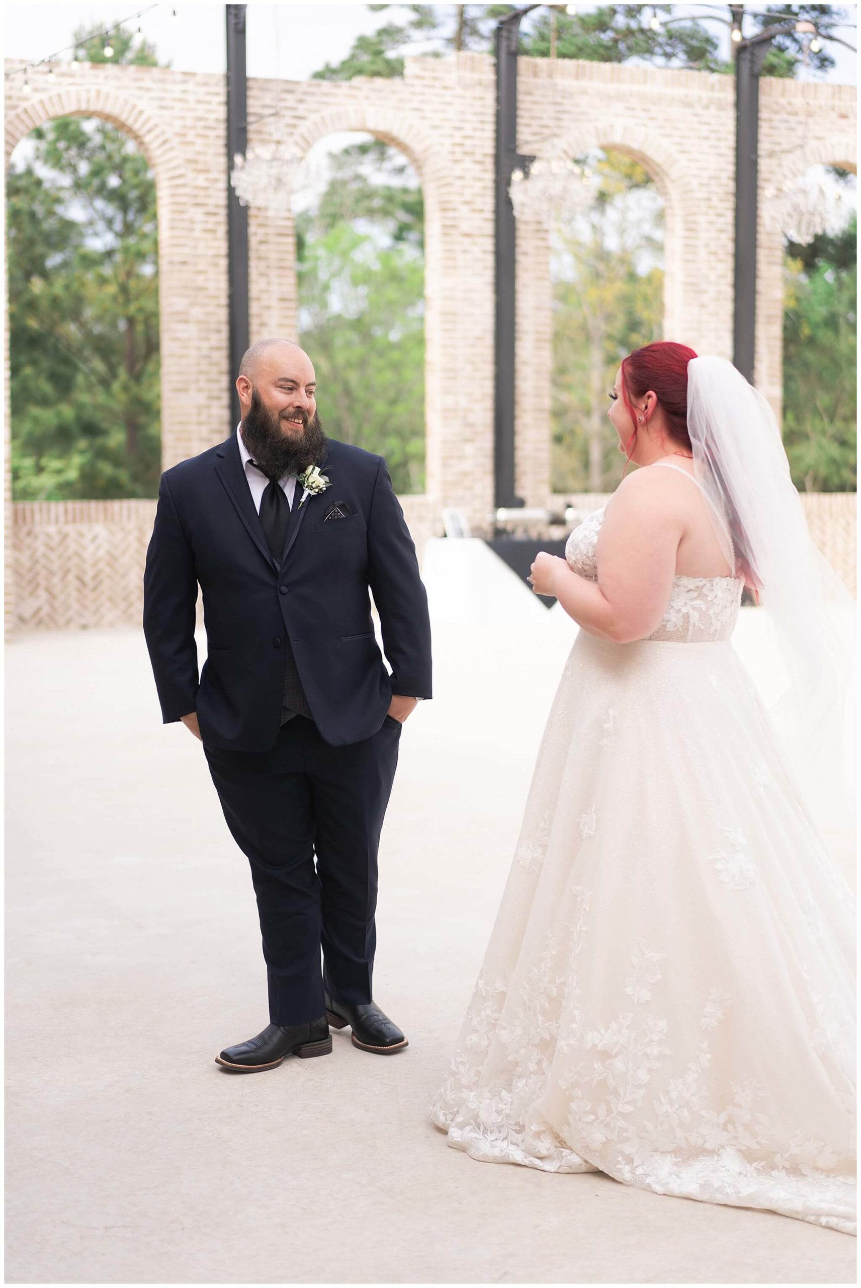 Harry Potter wedding first look at Iron Manor in Houston Texas by Swish and Click Photography