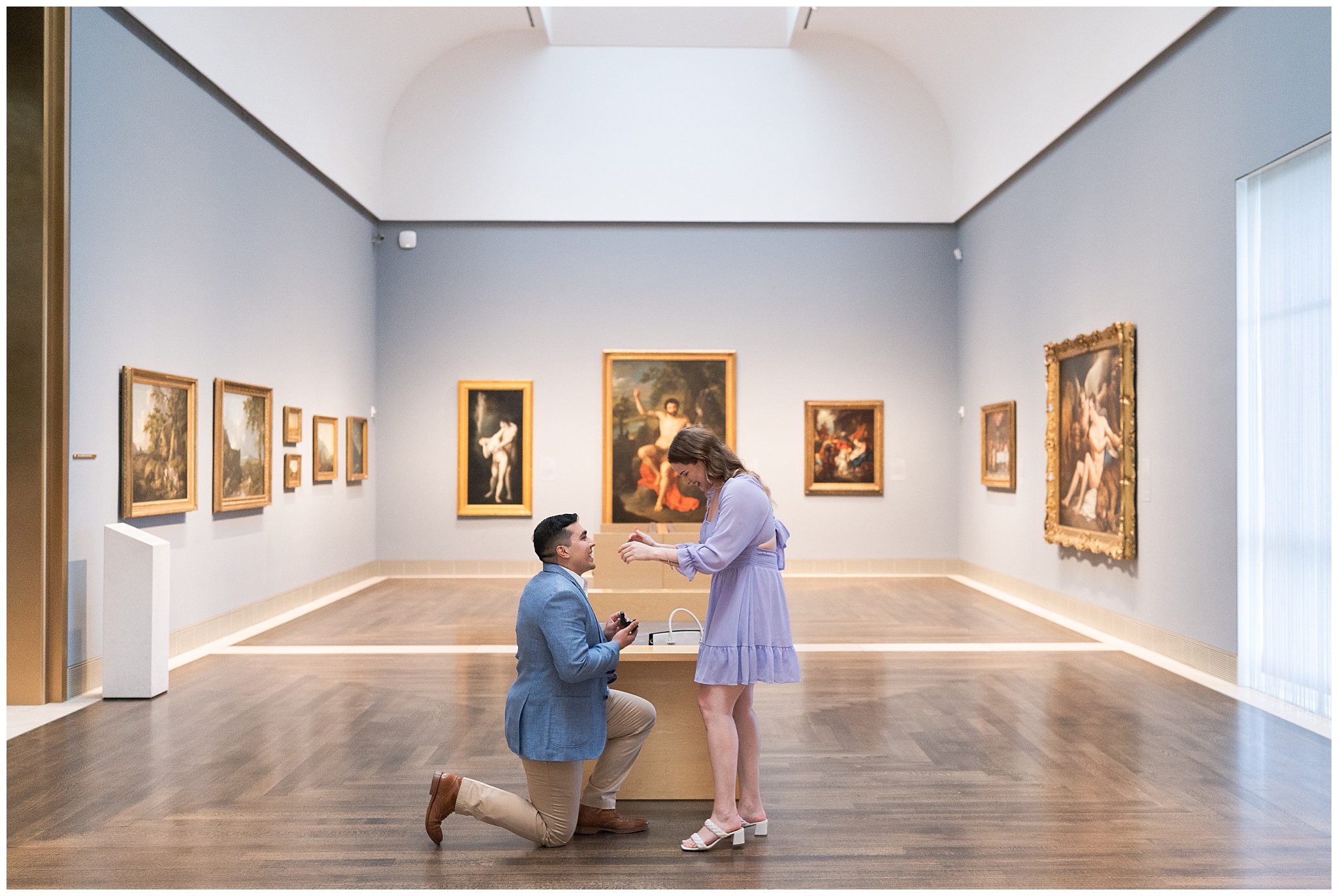 proposal at houston fine art museum by Houston's best wedding photographers Swish and Click Photography