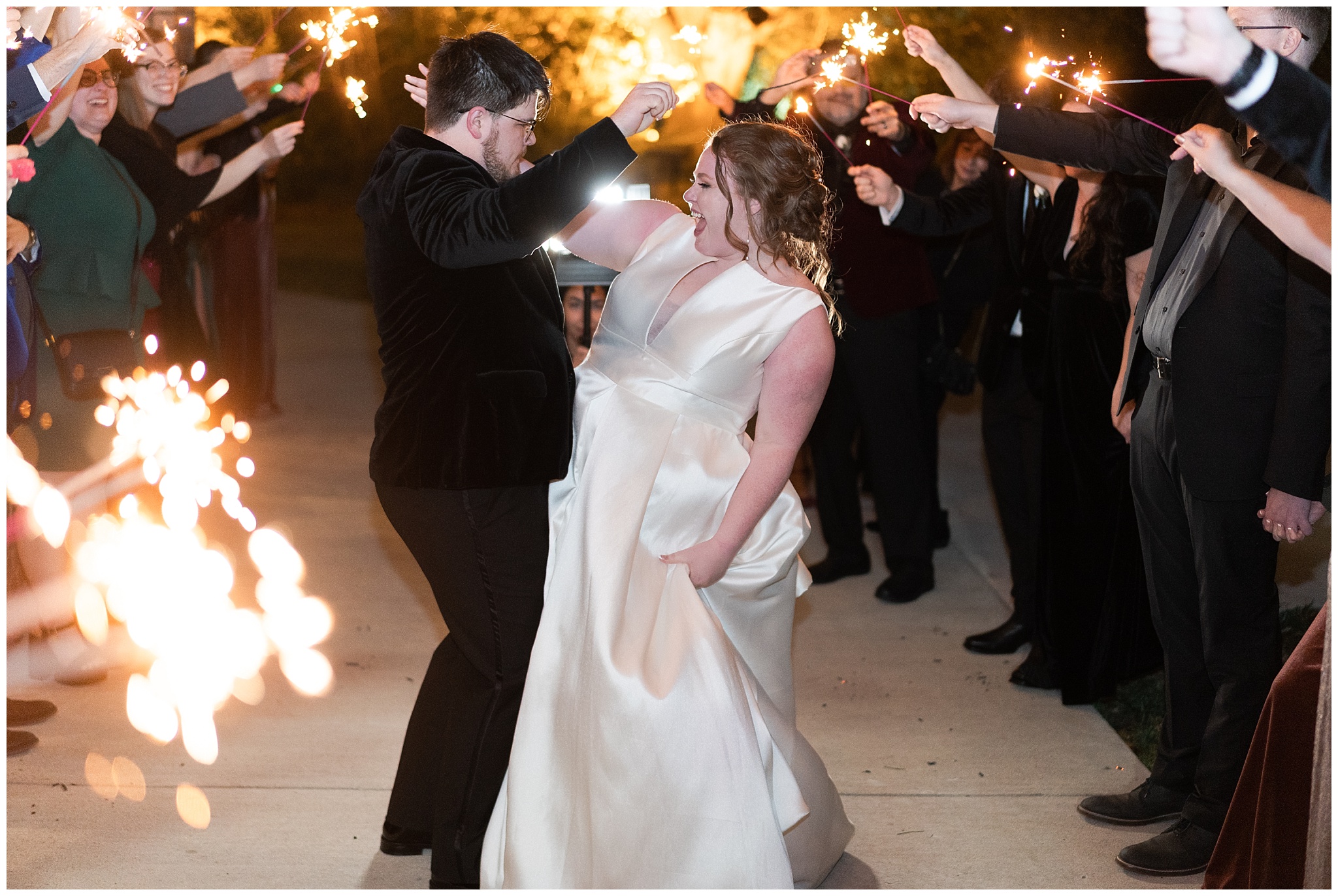 sparkler exit at bowery house and garden by Houston's best wedding photographers Swish and Click Photography