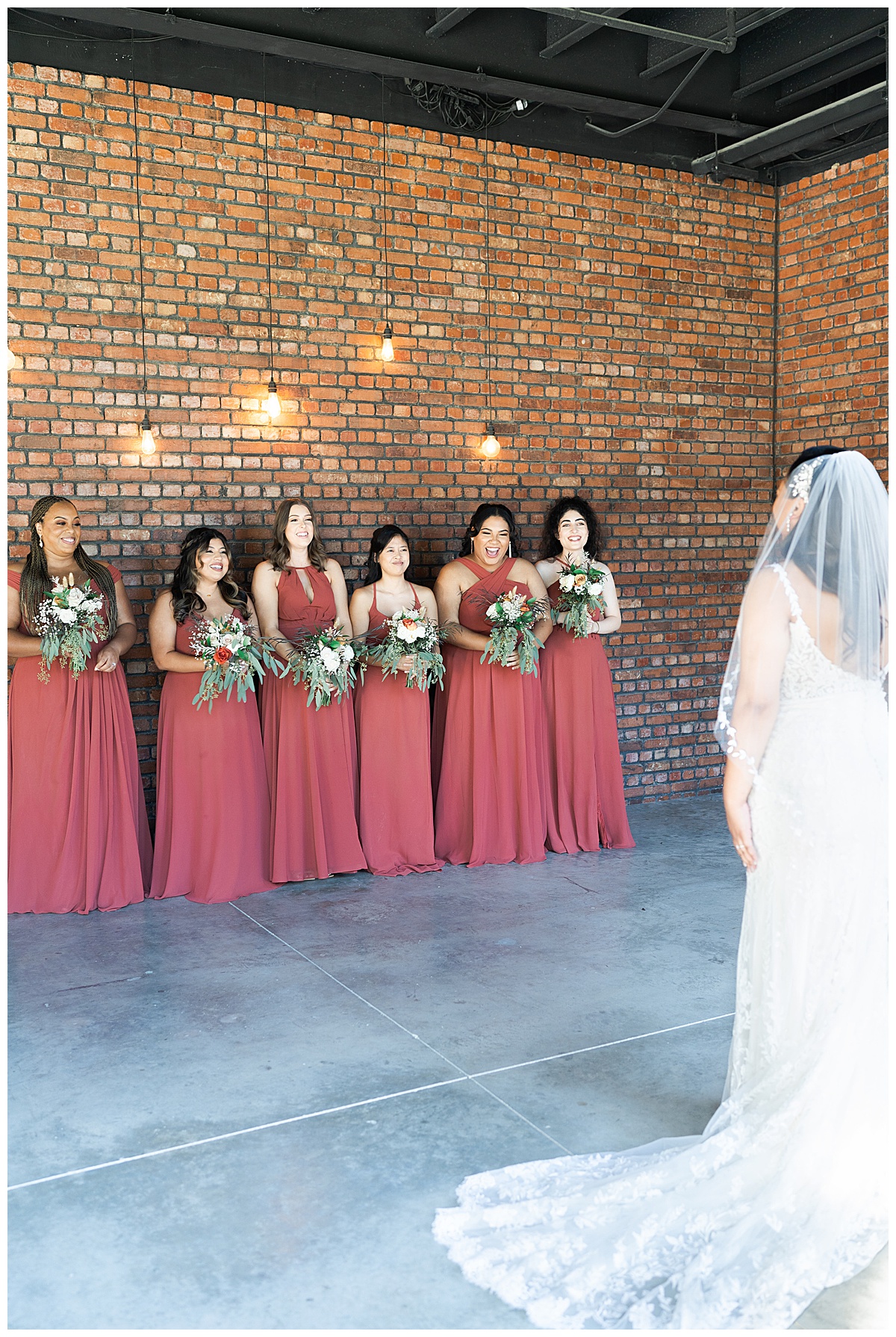 Bridal party see bride for the first time for Houston’s Best Wedding Photographers