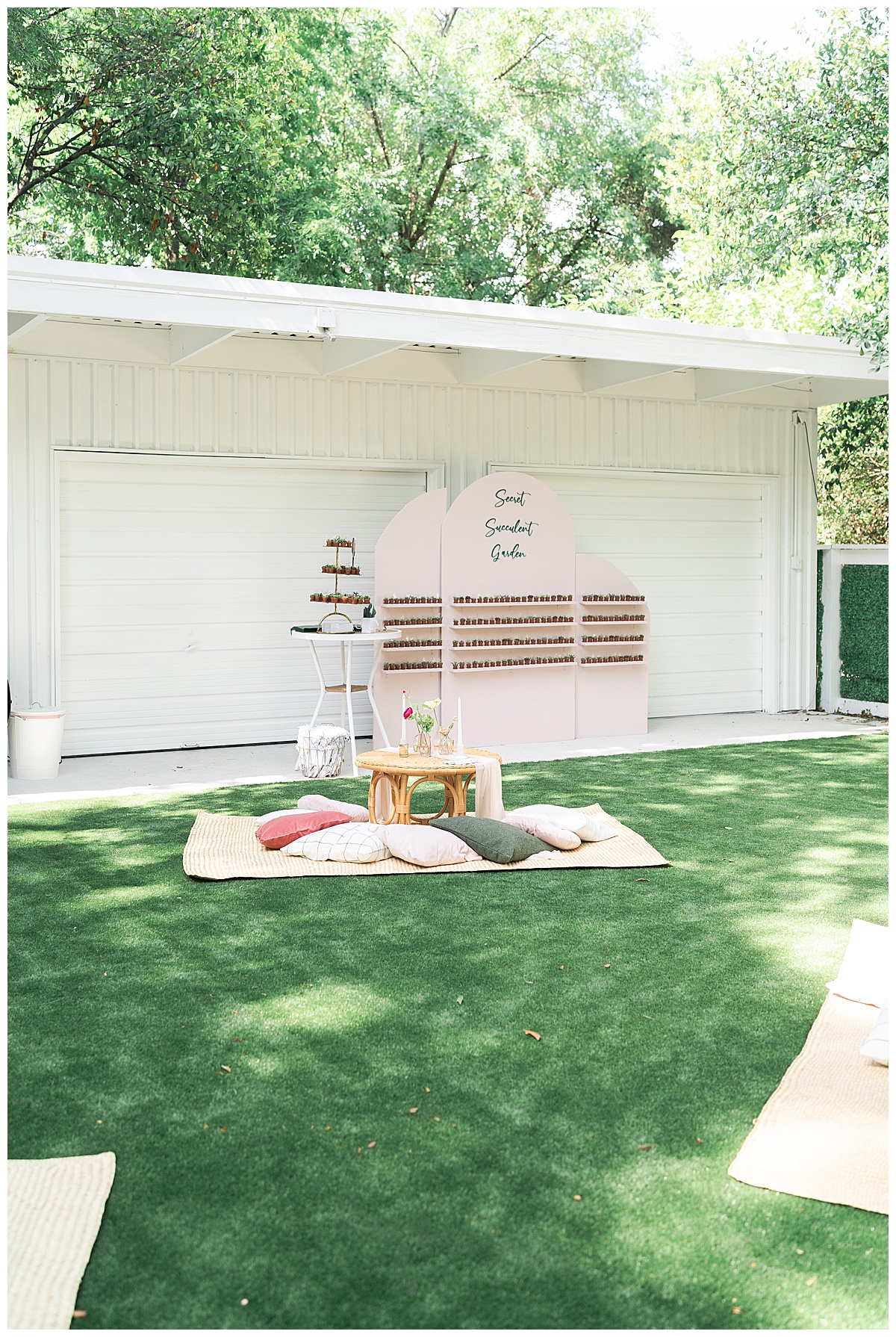 Outdoor picnic with seating chat for the Open House at The Juliana