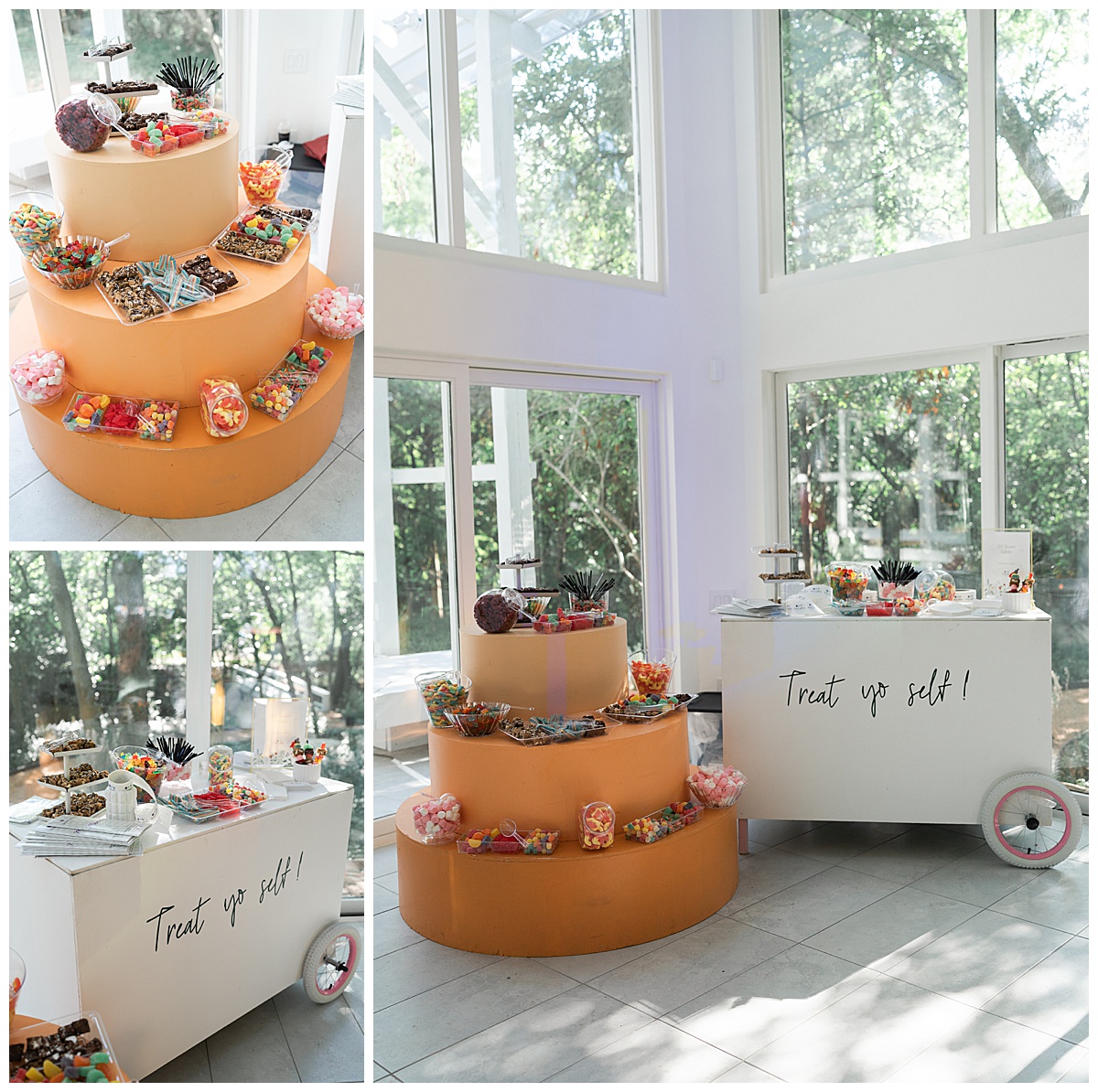 Dessert display and cart for the Open House at The Juliana