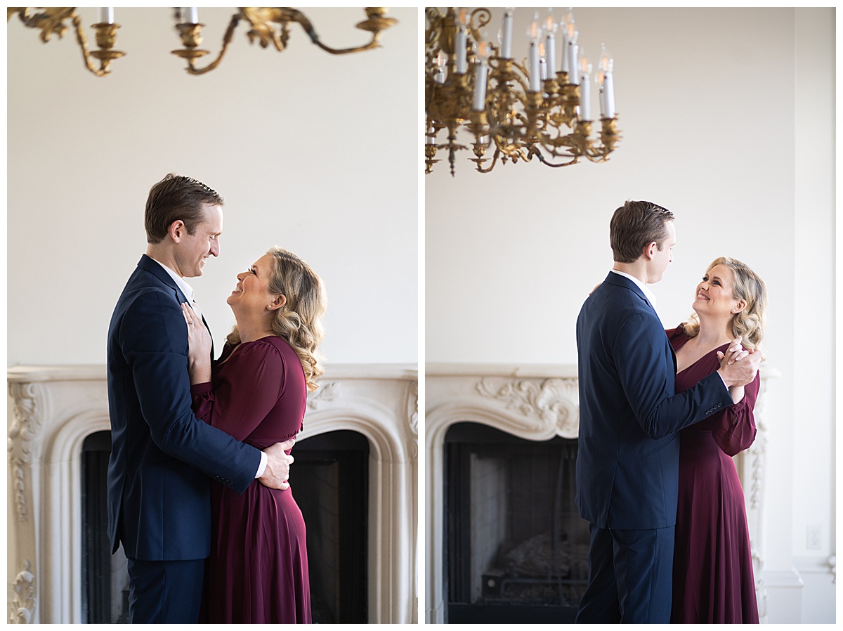 Man and woman dance together for their Modern Romantic Engagement Session