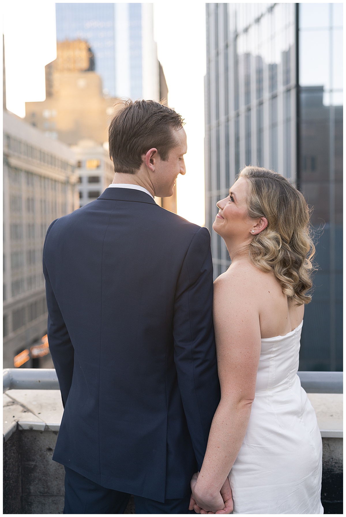 Couple looks into each others eyes for Swish & Click Photography
