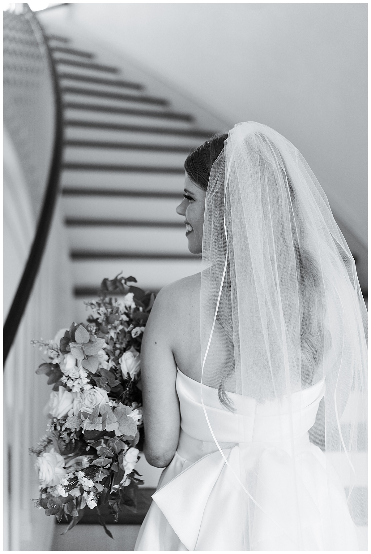 Bride smiling big with gorgeous wedding veil for Houston’s Best Wedding Photographers 