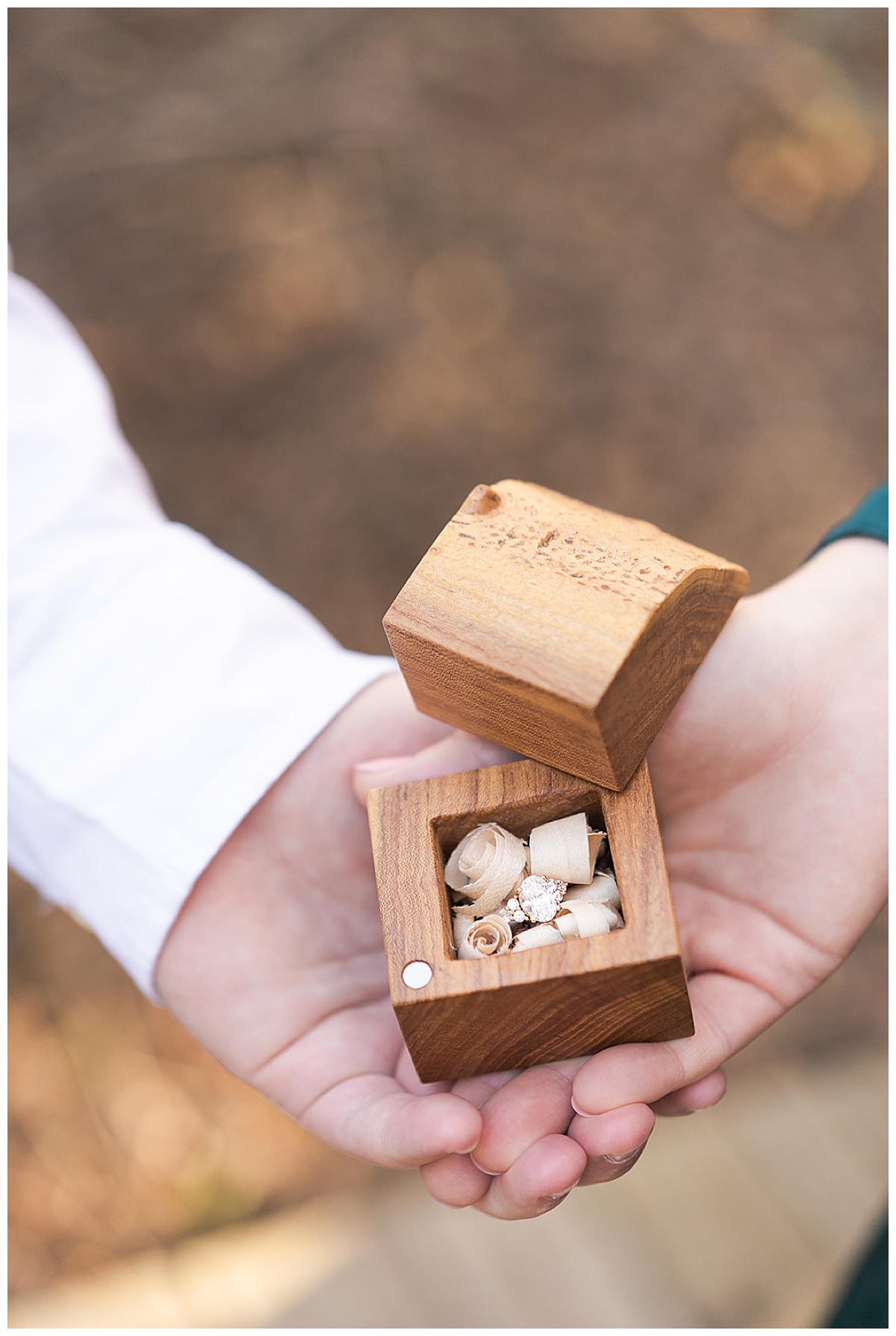 Gorgeous ring box displayed after Ninfa’s Engagement Session
