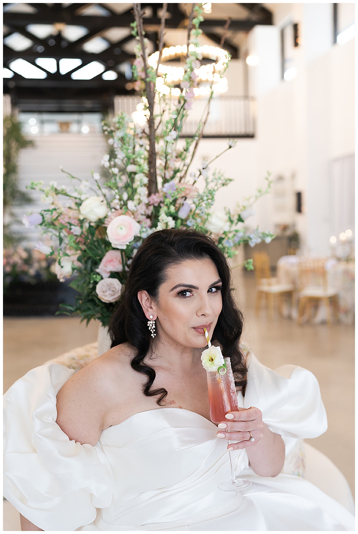 Stunning bride takes a sip of wedding cocktail for Houston’s Best Wedding Photographers