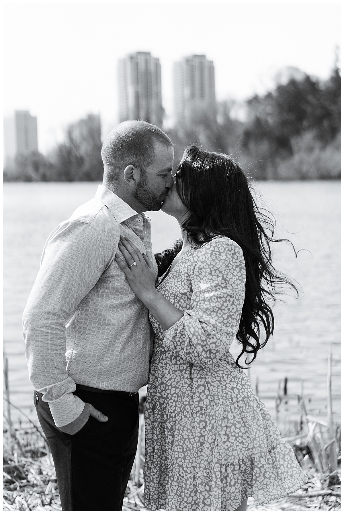 Future husband and wife share a kiss for Toronto Wedding Photographer