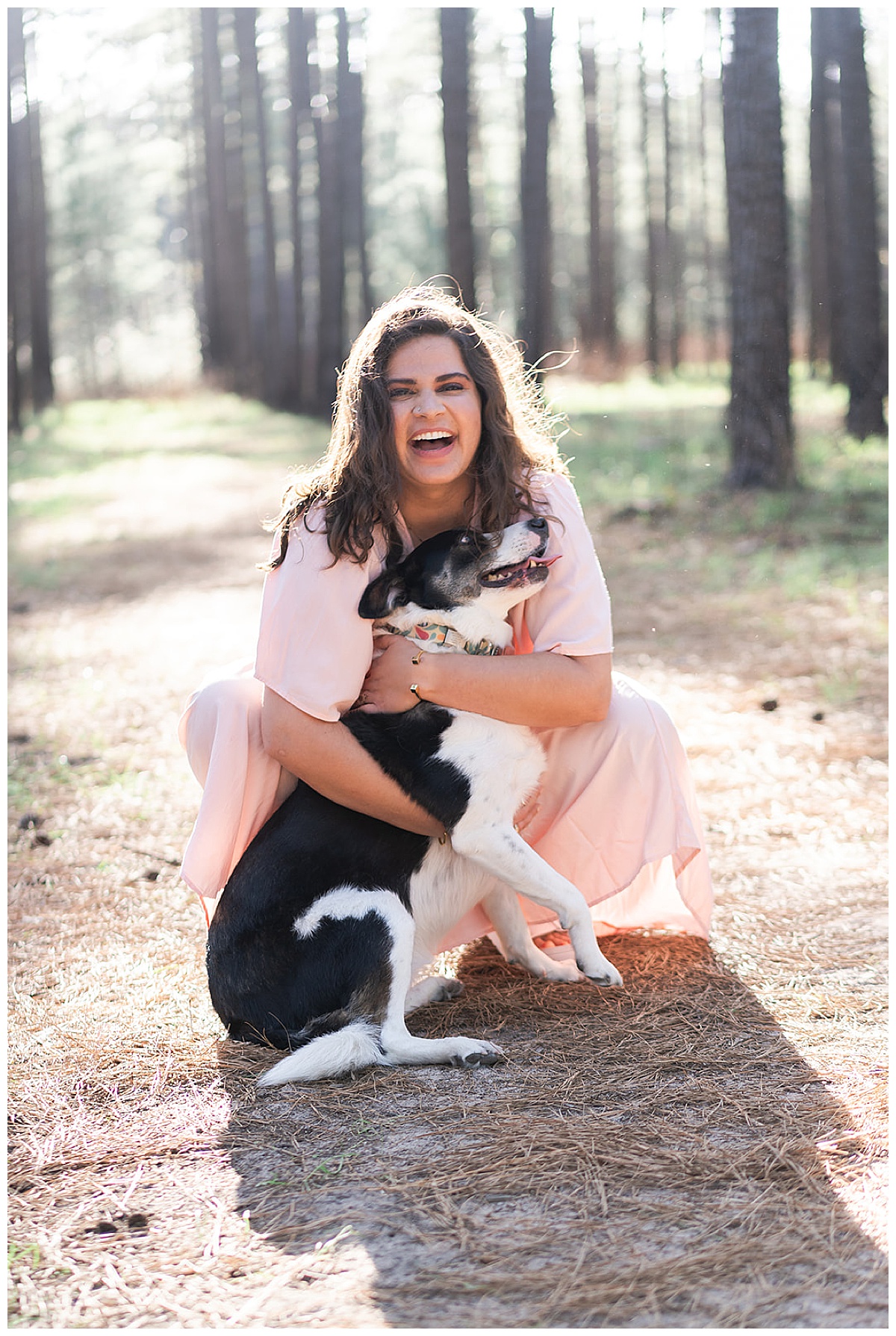 Girl gives their dog a big hug for Houston’s Best Wedding Photographers