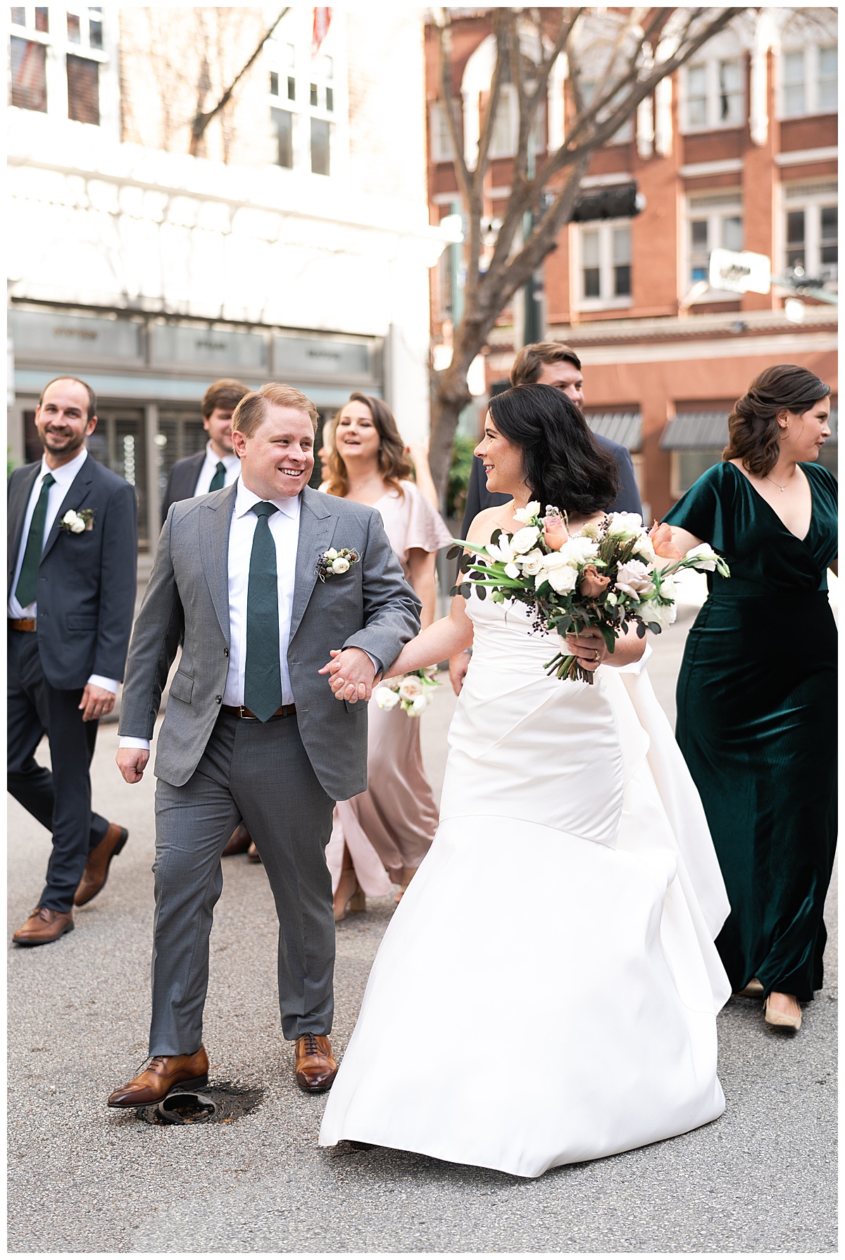 Bride and groom walk together for Houston’s Best Wedding Photographers